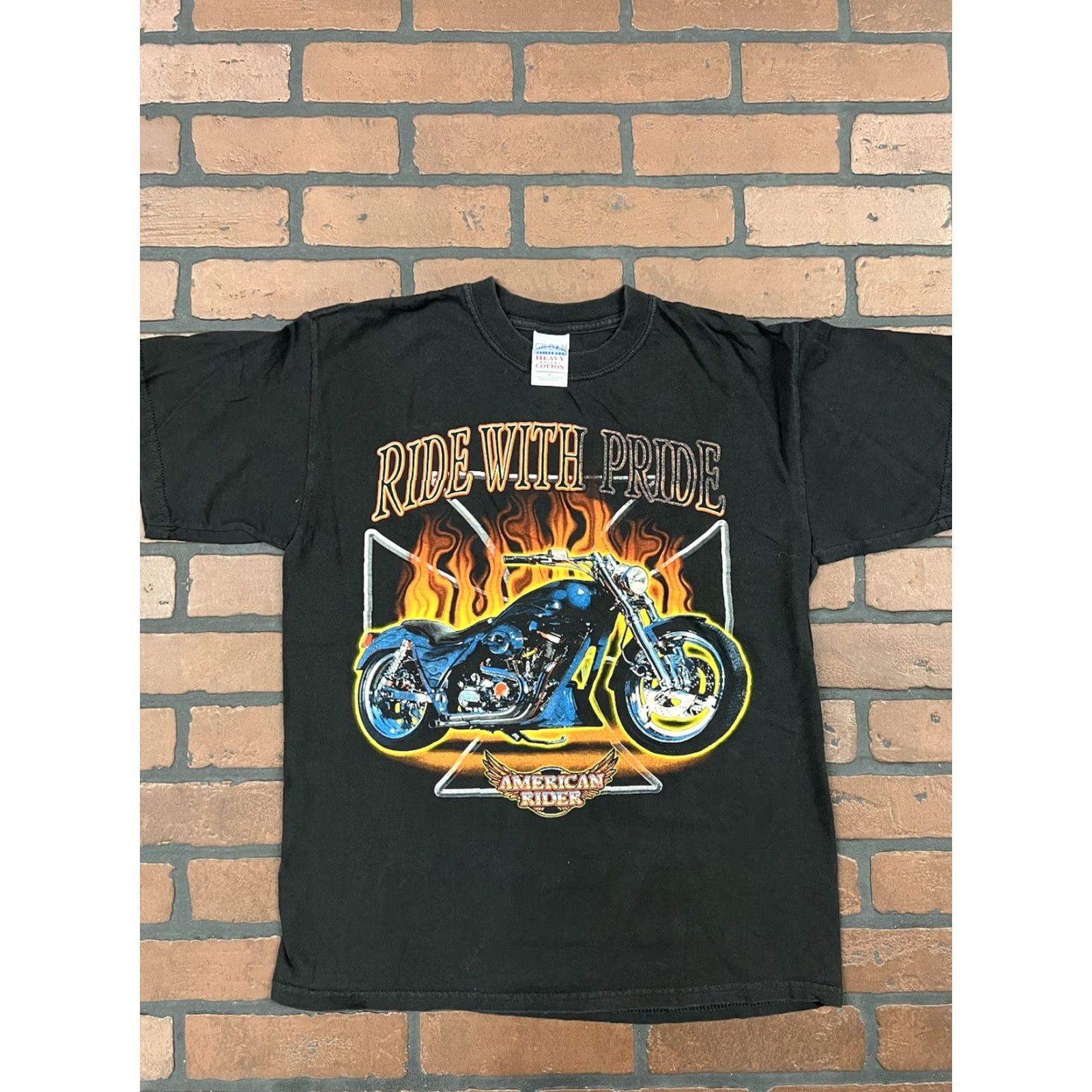 Gildan VINTAGE American Rider T-Shirt? Size US M / EU 48-50 / 2 - 2 Thumbnail