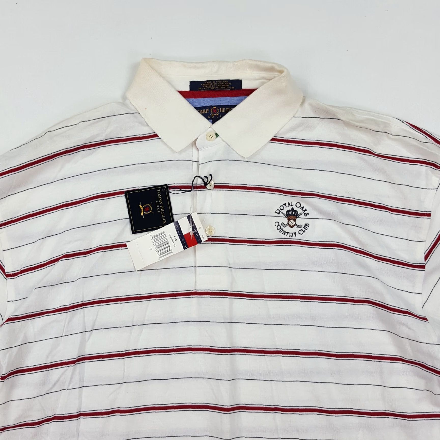 Tommy Hilfiger VINTAGE Tommy Hilfiger Golf Striped Collared Polo Shirt Men's Large White 90s Preppy Casual Sports Tennis Golf Shirt Size US L / EU 52-54 / 3 - 2 Thumbnail