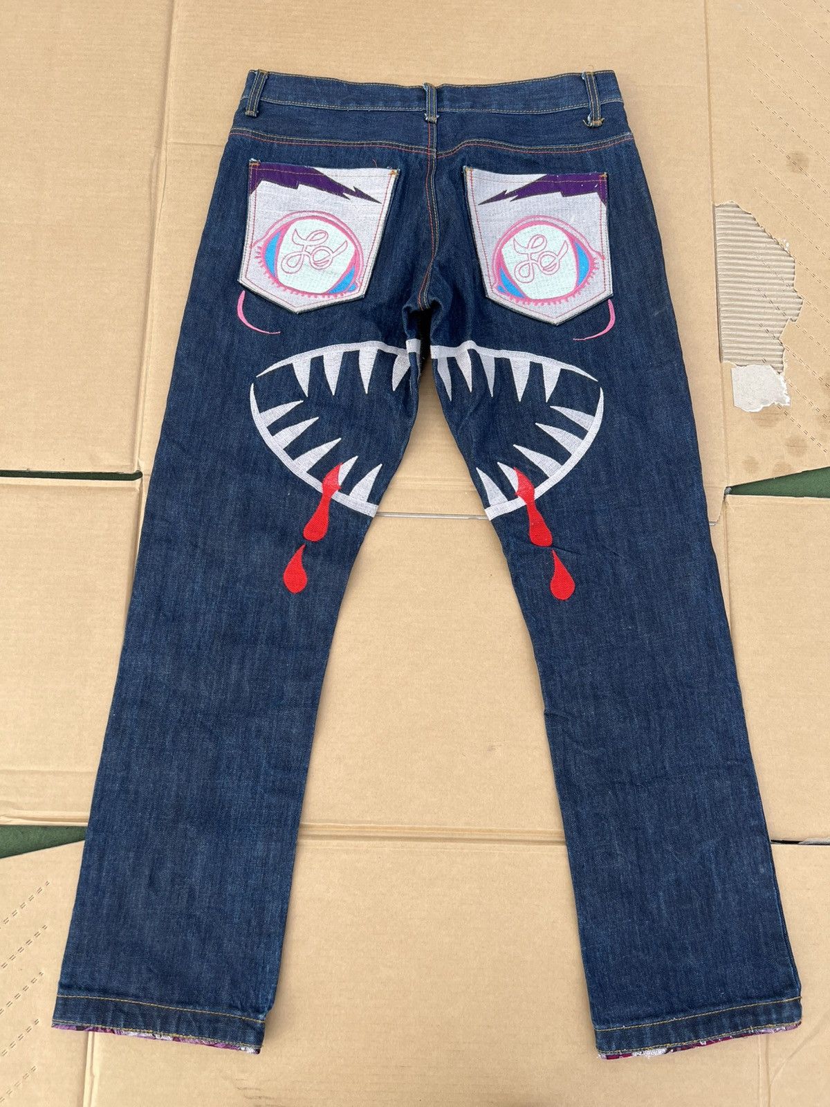 Japanese Brand Joneaa Shark Face Jeans Size US 34 / EU 50 - 1 Thumbnail
