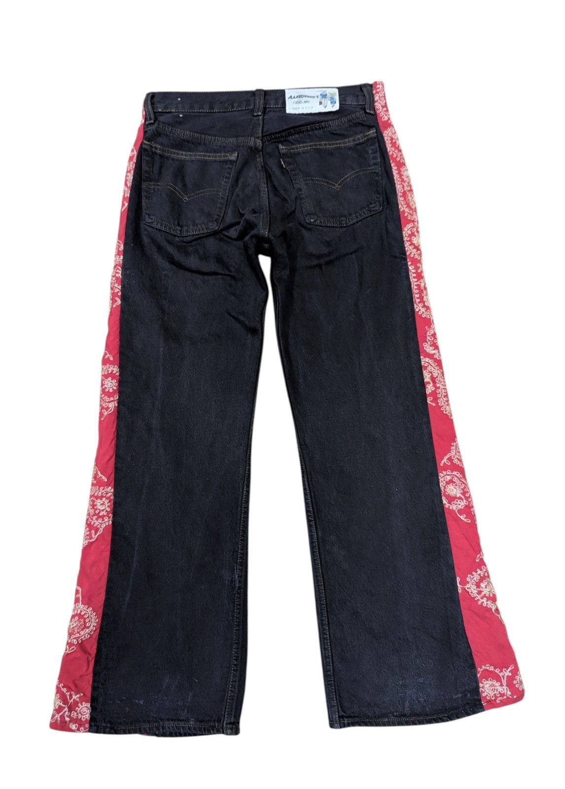 Levi's Vtg 90s Levi's Superblack Custom Paisley Flare Jeans Size US 30 / EU 46 - 2 Thumbnail