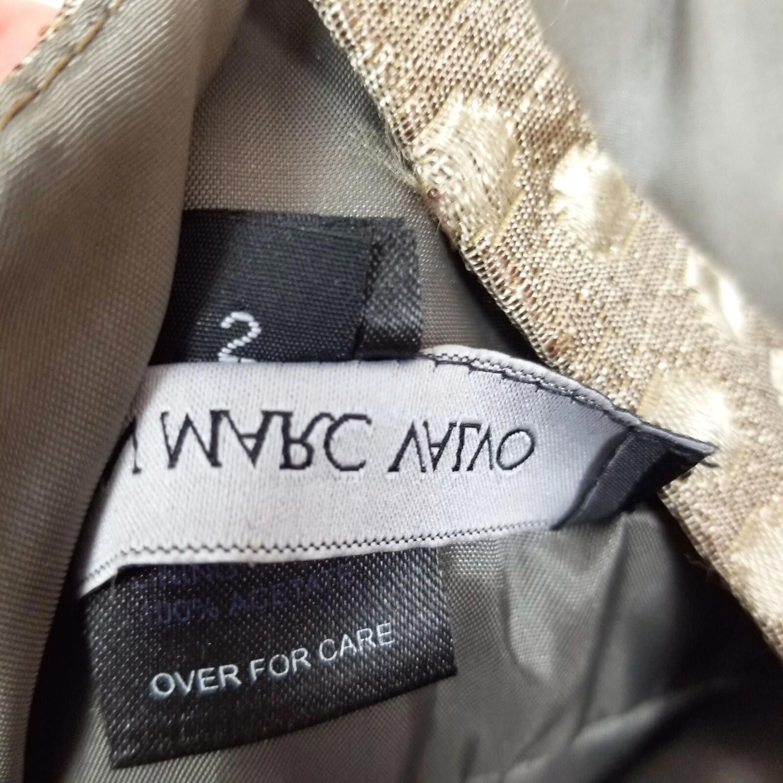 Carmen Marc Valvo Metallic Gold Brocade Dress Sz 2
