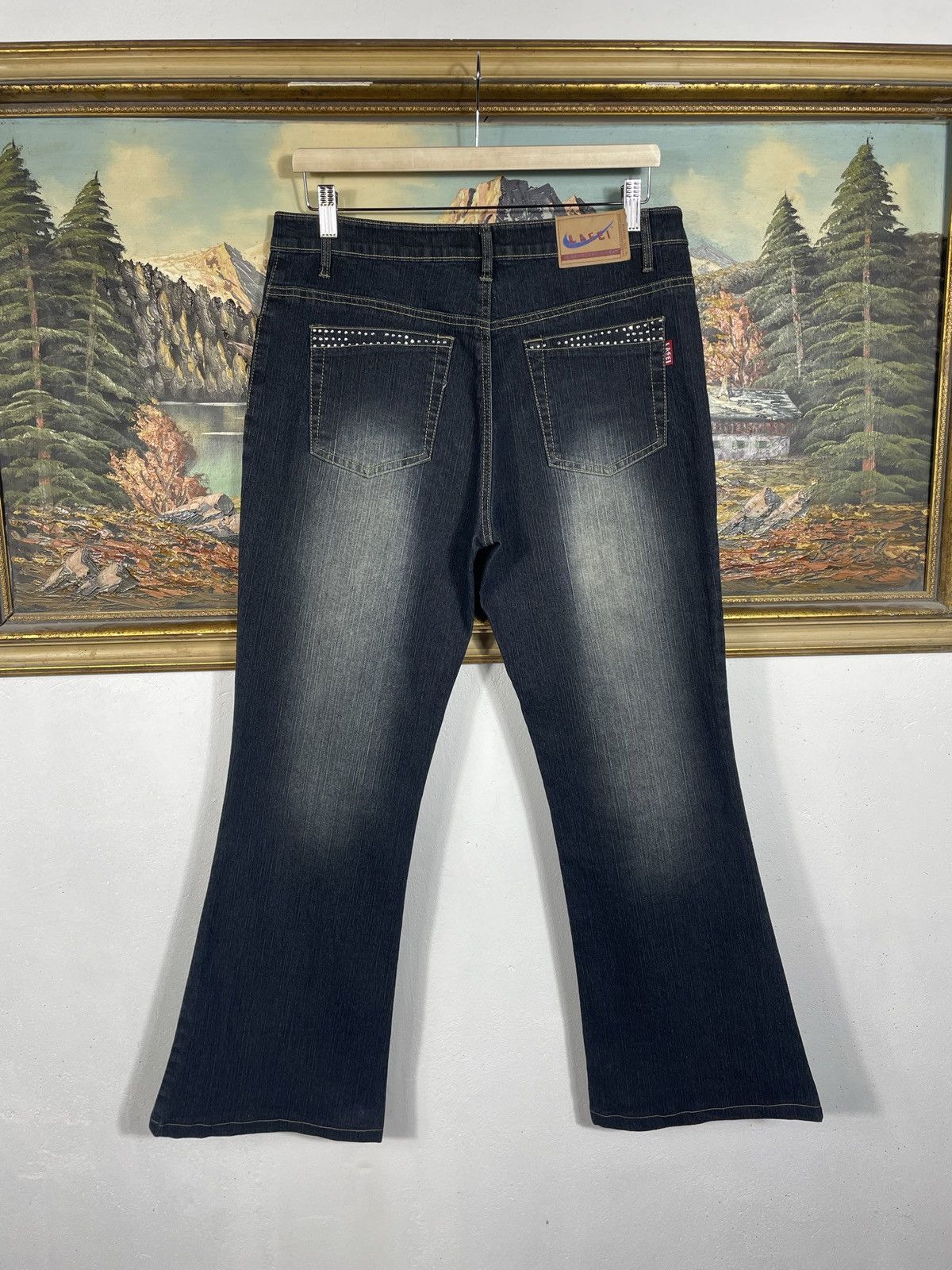 If Six Was Nine × Japanese Brand × Le Grande Bleu (L.G.B.) Avant Garde Boot Cut Denim Jenas Vintage Y2k Flare Trousers Size 31" - 2 Thumbnail