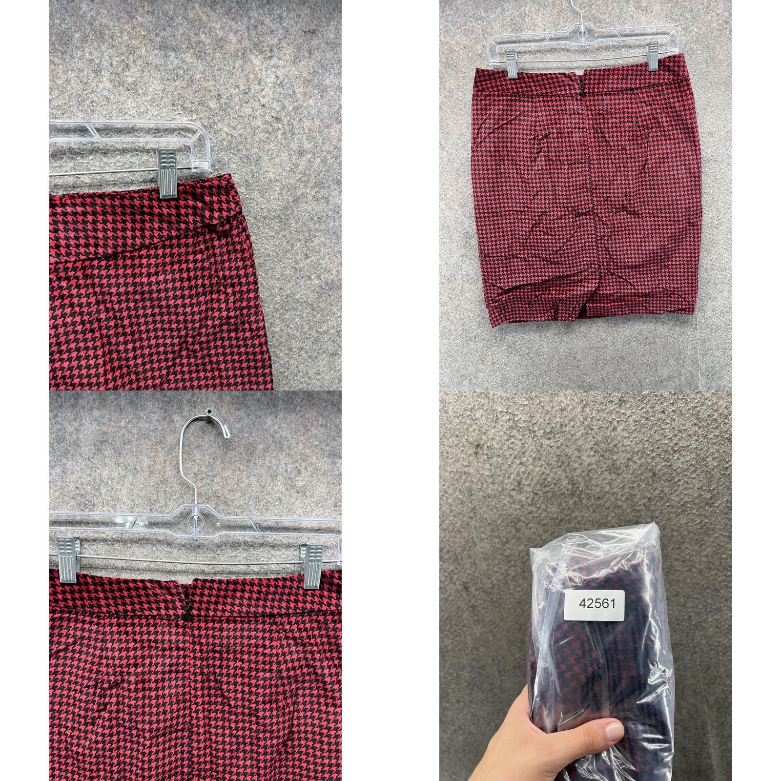 Vintage L.L.Bean Skirt Womens 6 Red Houndstooth Tweed Pencil Lined Stretch Pockets Size 28" / US 6 / IT 42 - 8 Thumbnail