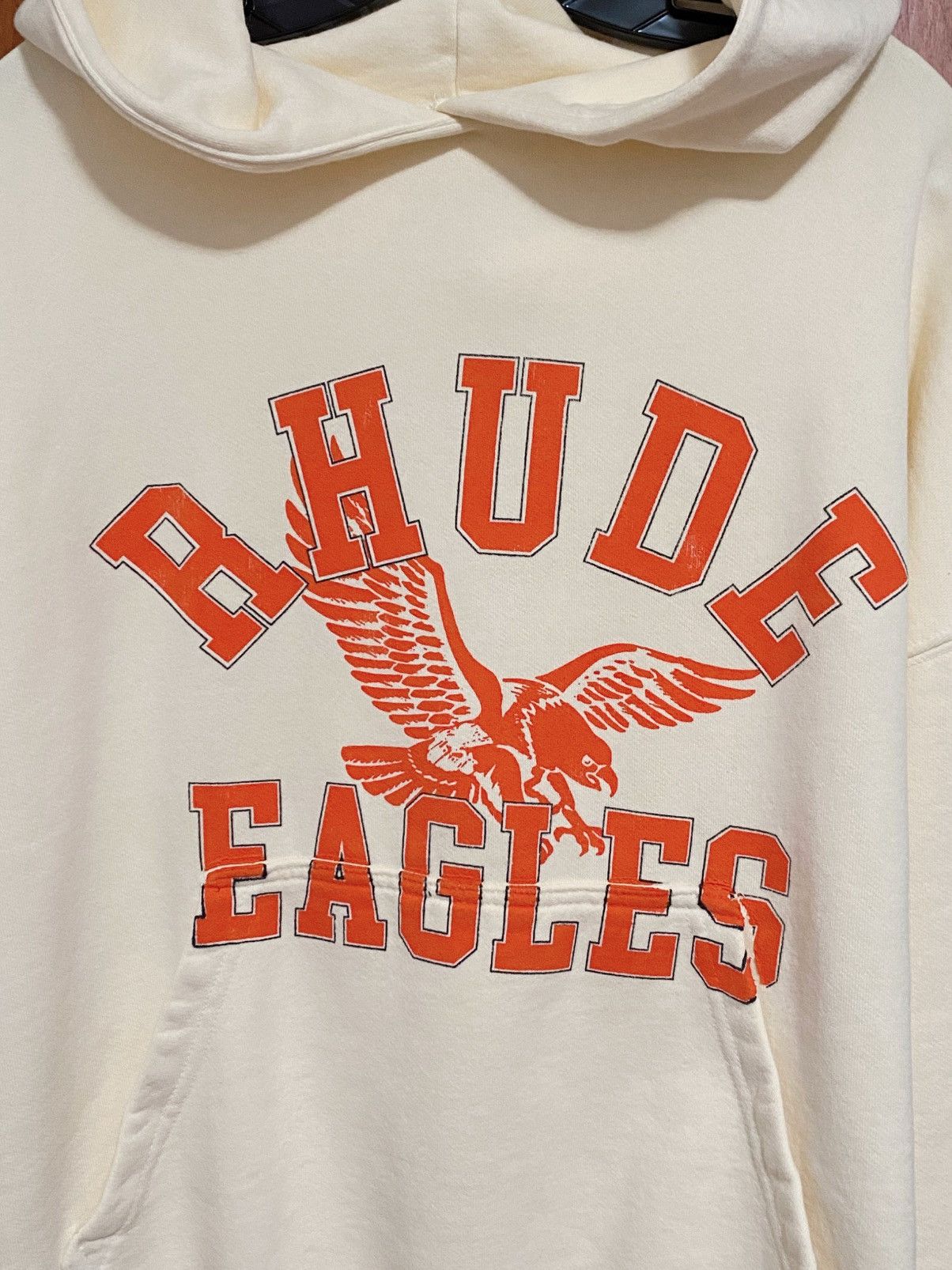 Rhude Rhude Eagles Logo Cotton Hoodie Cream/Orange size M Size US M / EU 48-50 / 2 - 3 Thumbnail