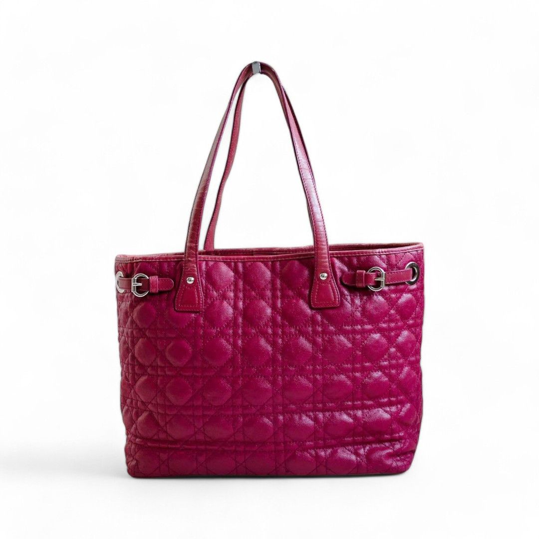 Dior Dior - Cannage Pink Leather Handbag Tote Metal Logo Size ONE SIZE - 2 Thumbnail