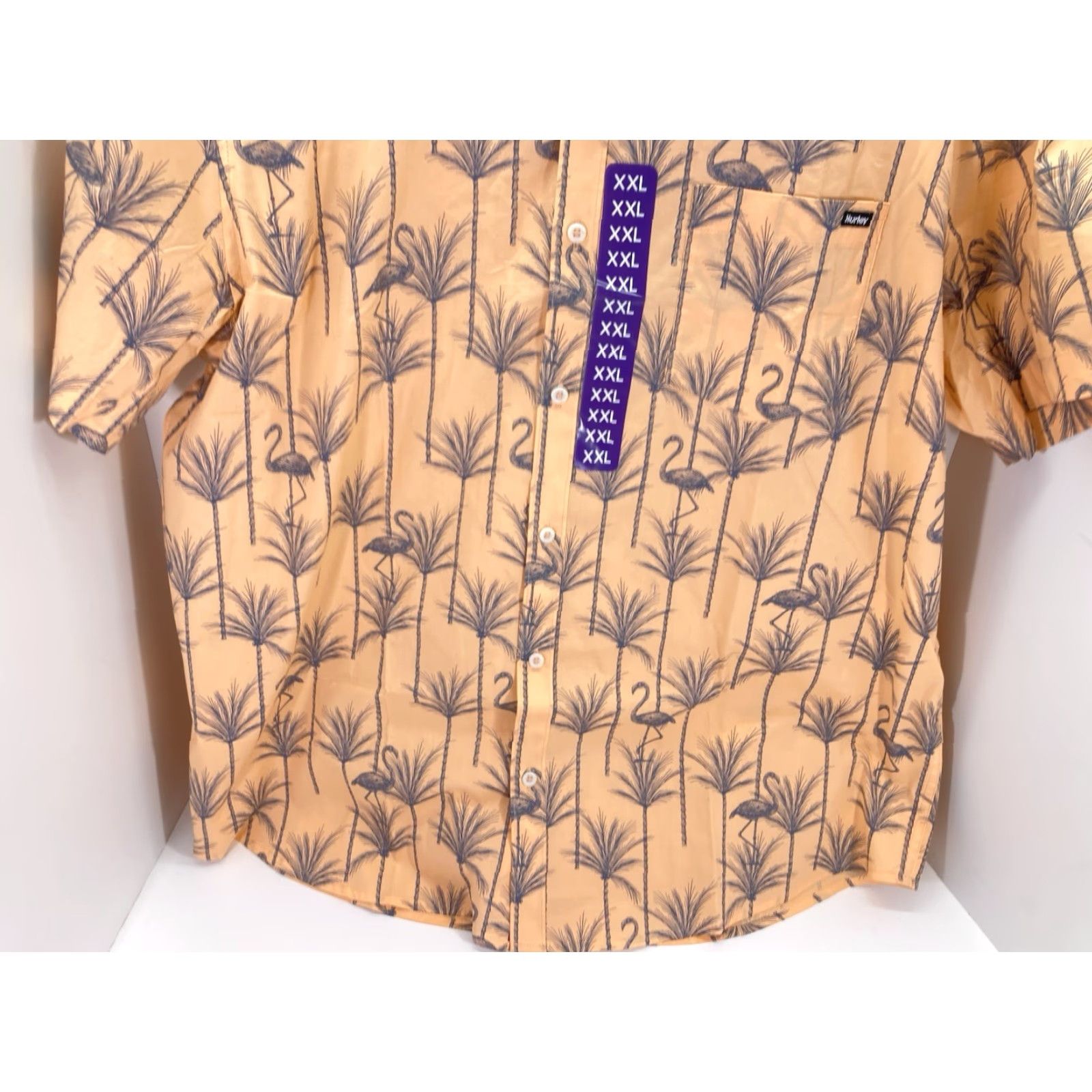 Hurley Hurley Patio Cabana Shirt Men 2XL Orange Flamingos Short Sleeve Button-Up NWT Casual Floral Pat 28in Chest 32in Shoulders to Waist Size US XXL / EU 58 / 5 - 3 Thumbnail
