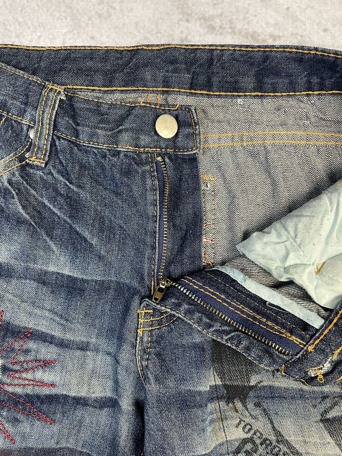 If Six Was Nine Made in Heaven 🇯🇵 Flare Distressed Sashiko Repair Style Jeans Size US 30 / EU 46 - 9 Thumbnail