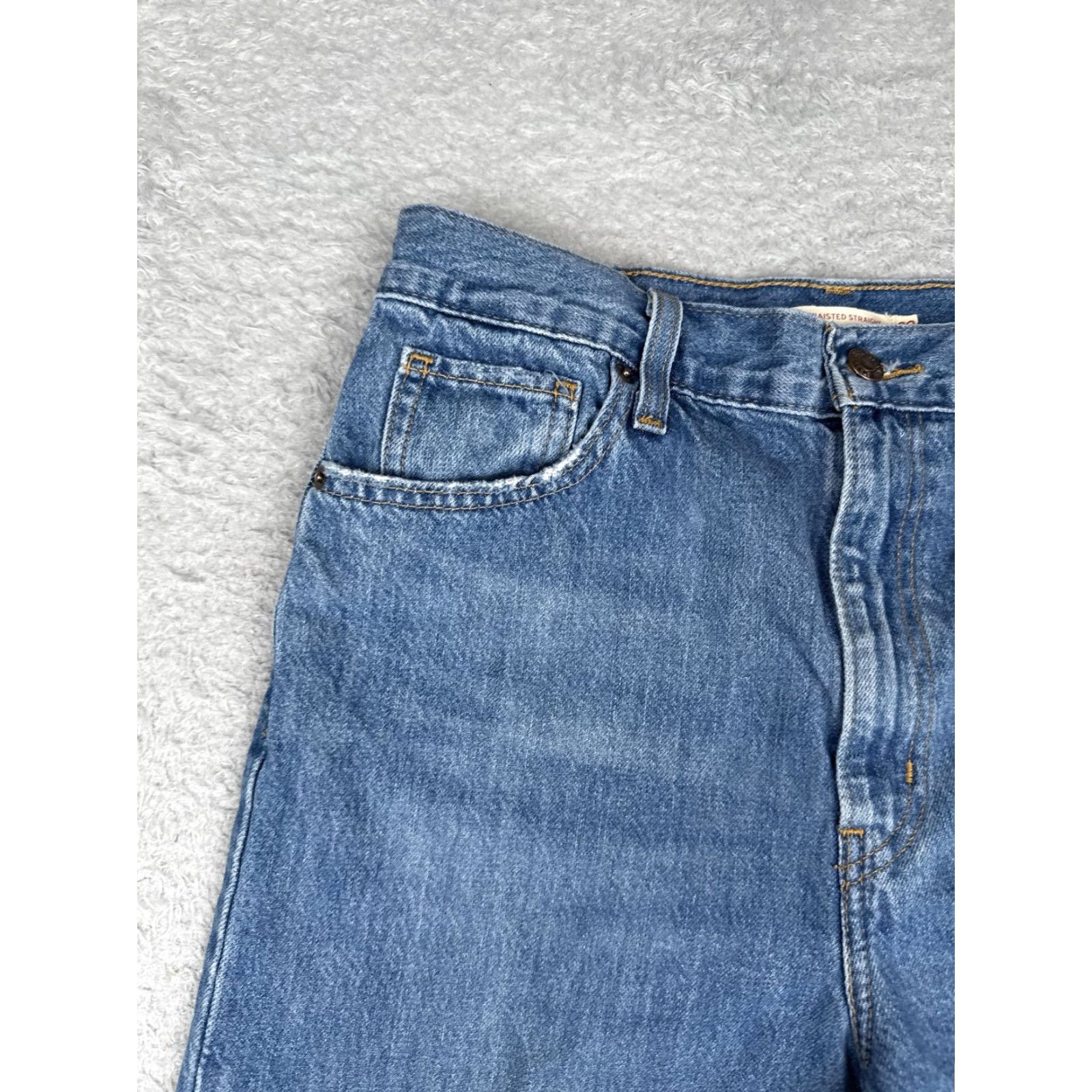 Levi's VINTAGE Levis High Waisted Straight Shorts Womens 29 Blue Cutoff Jorts Raw Hem Baggy Size 29" - 4 Thumbnail