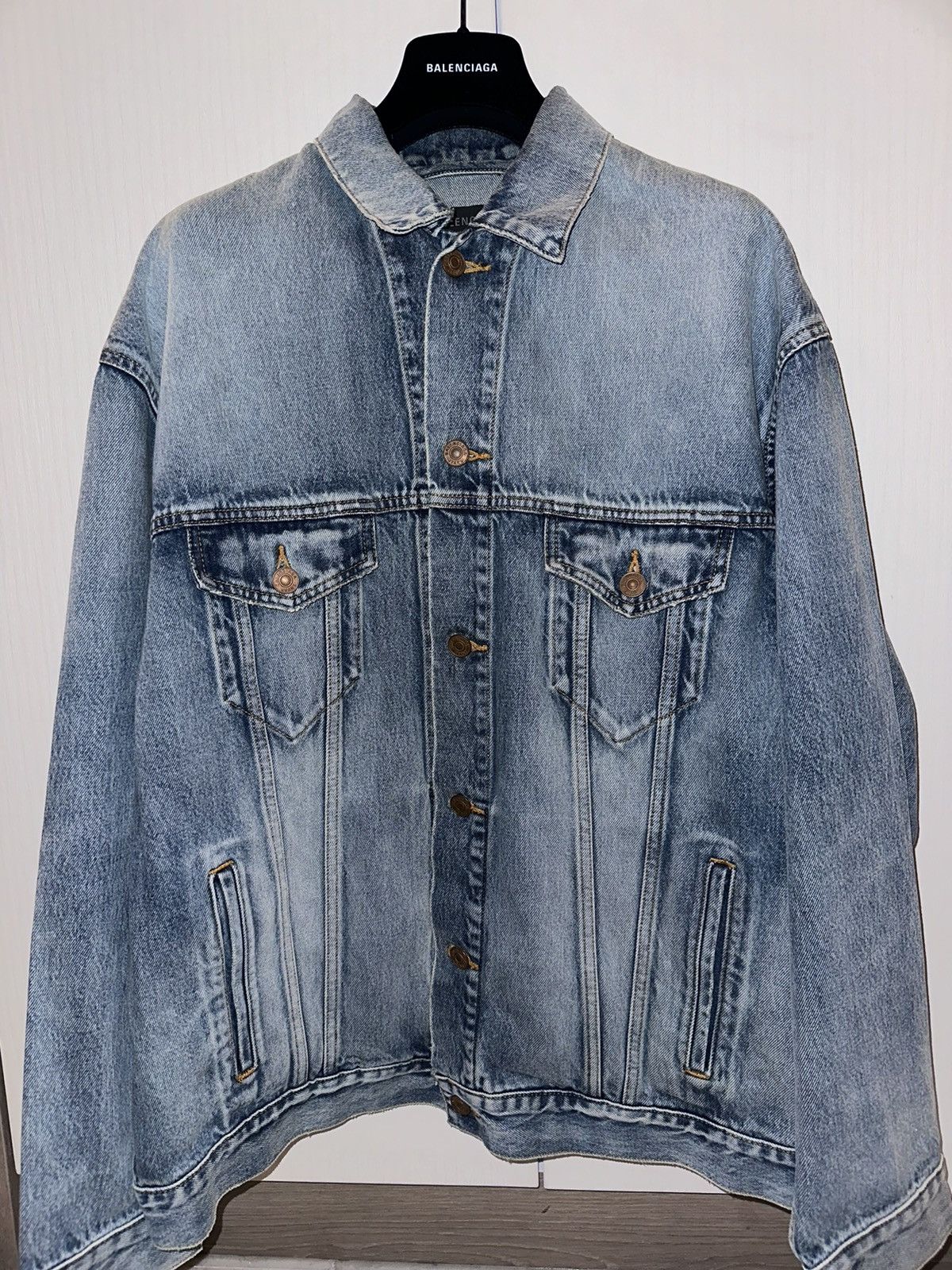 Balenciaga Graffiti Logo Spray Paint Denim Jacket