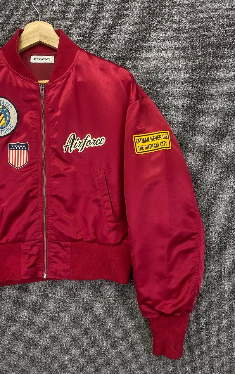 Japanese Brand Vintage Browny U.S Air Force Military Red Bomber Jacket Size M / US 6-8 / IT 42-44 - 4 Thumbnail