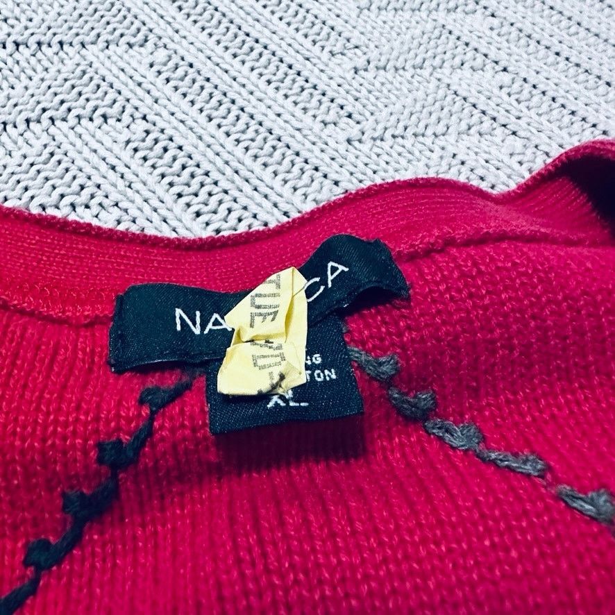 Nautica Vintage Nautica red argyle v neck sweater Size US XL / EU 56 / 4 - 5 Thumbnail