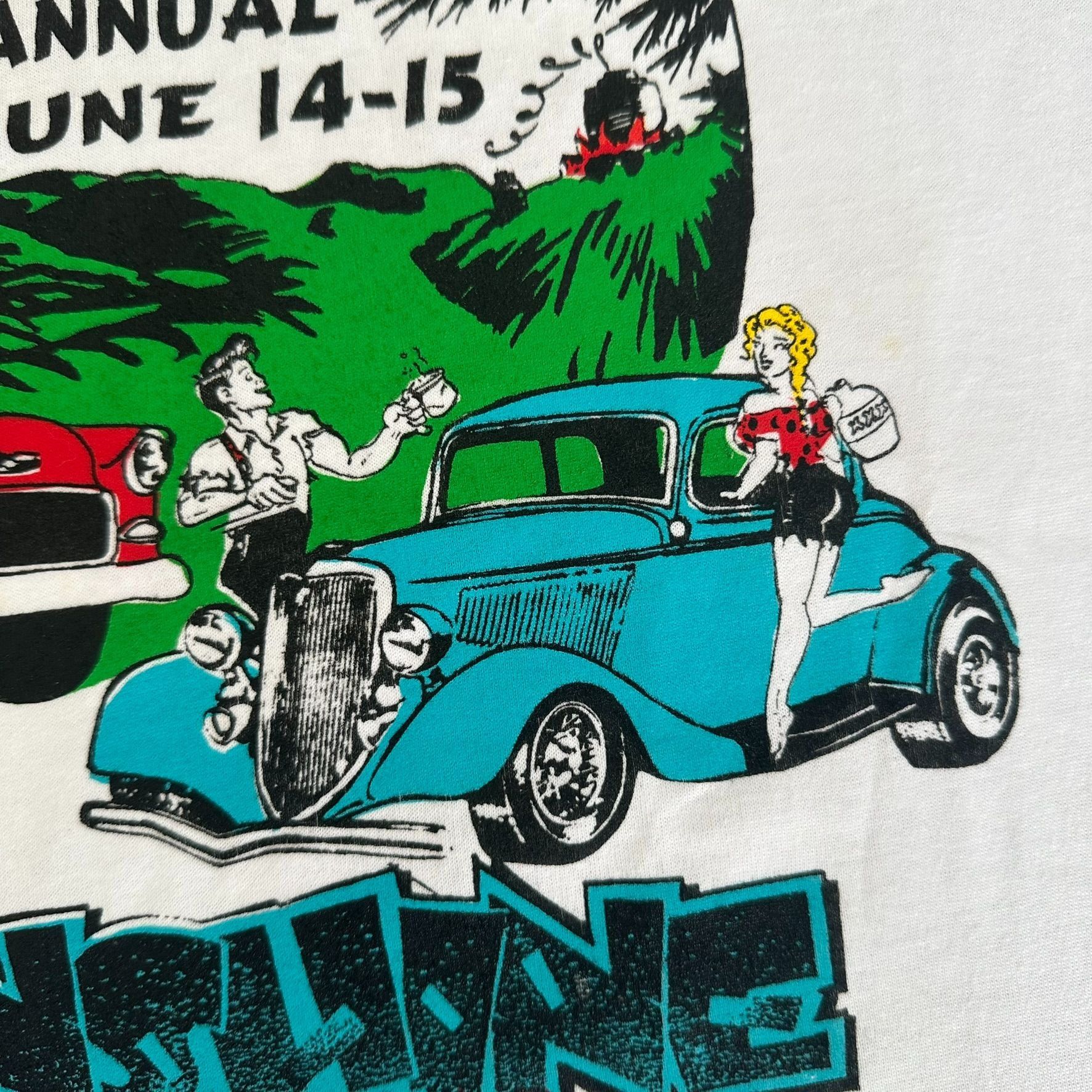 Anvil Vintage Y2K Moonshine Rod Run Car Show T-Shirt White M Retro Size US M / EU 48-50 / 2 - 3 Thumbnail