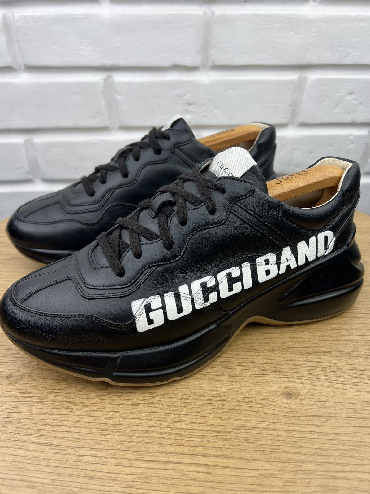 Gucci GUCCI Sneakers Leather Shoes Rhyton "Gucci Band" Black Men’s Size US 8.5 / EU 41-42 - 1 Thumbnail