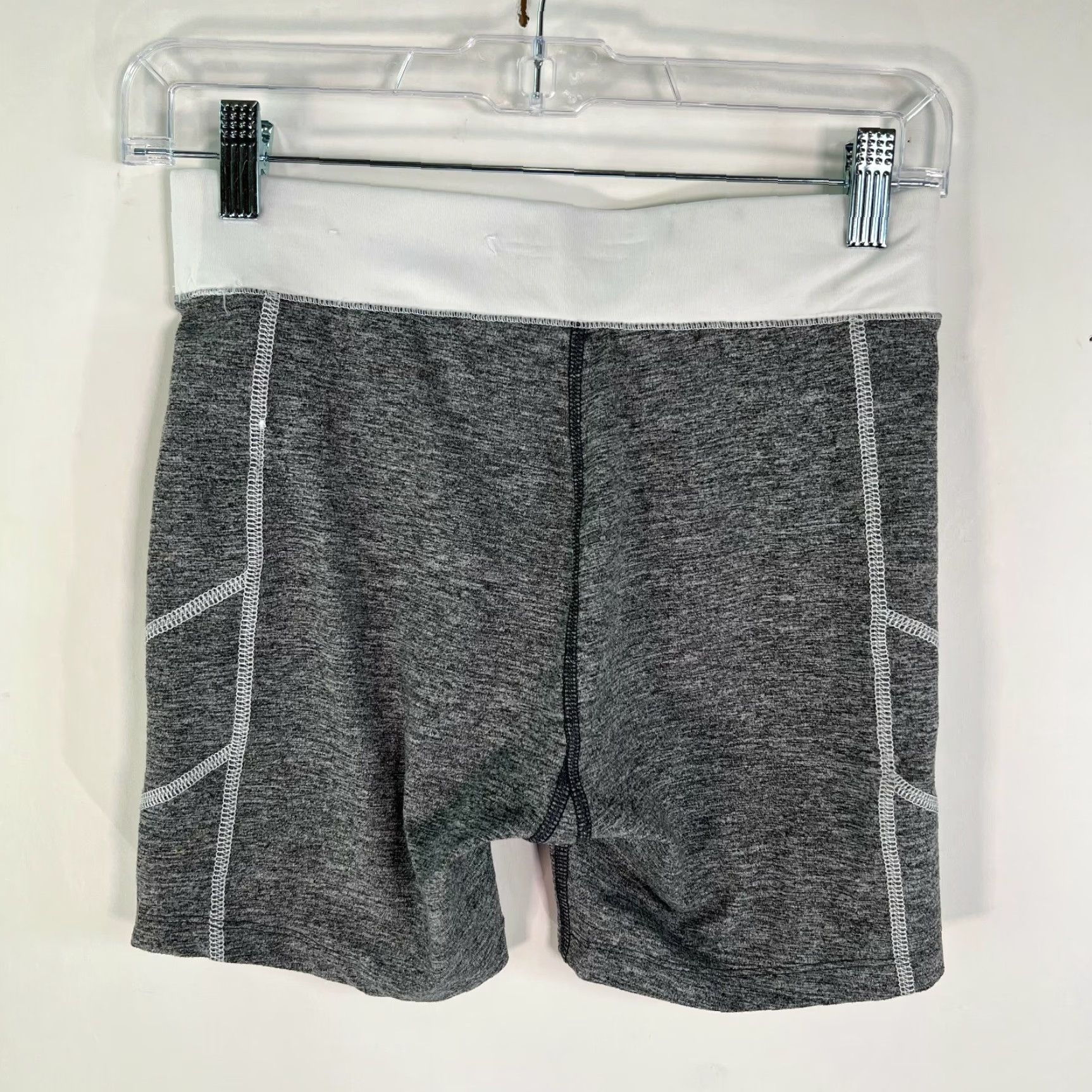 Vintage BCG Womens Flat Front High Waist Straight Biker Shorts Size S Gray Activewear Polyester Blend Stretch 5 in Inseam Mens? Size 28" / US 6 / IT 42 - 2 Thumbnail
