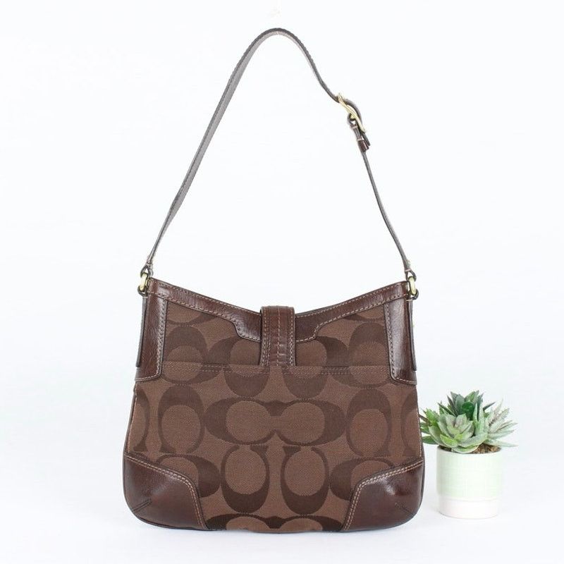 Coach Coach Y2K Brown Signature Jacquard&Leather Hobo Bag #11067 Size ONE SIZE - 5 Thumbnail
