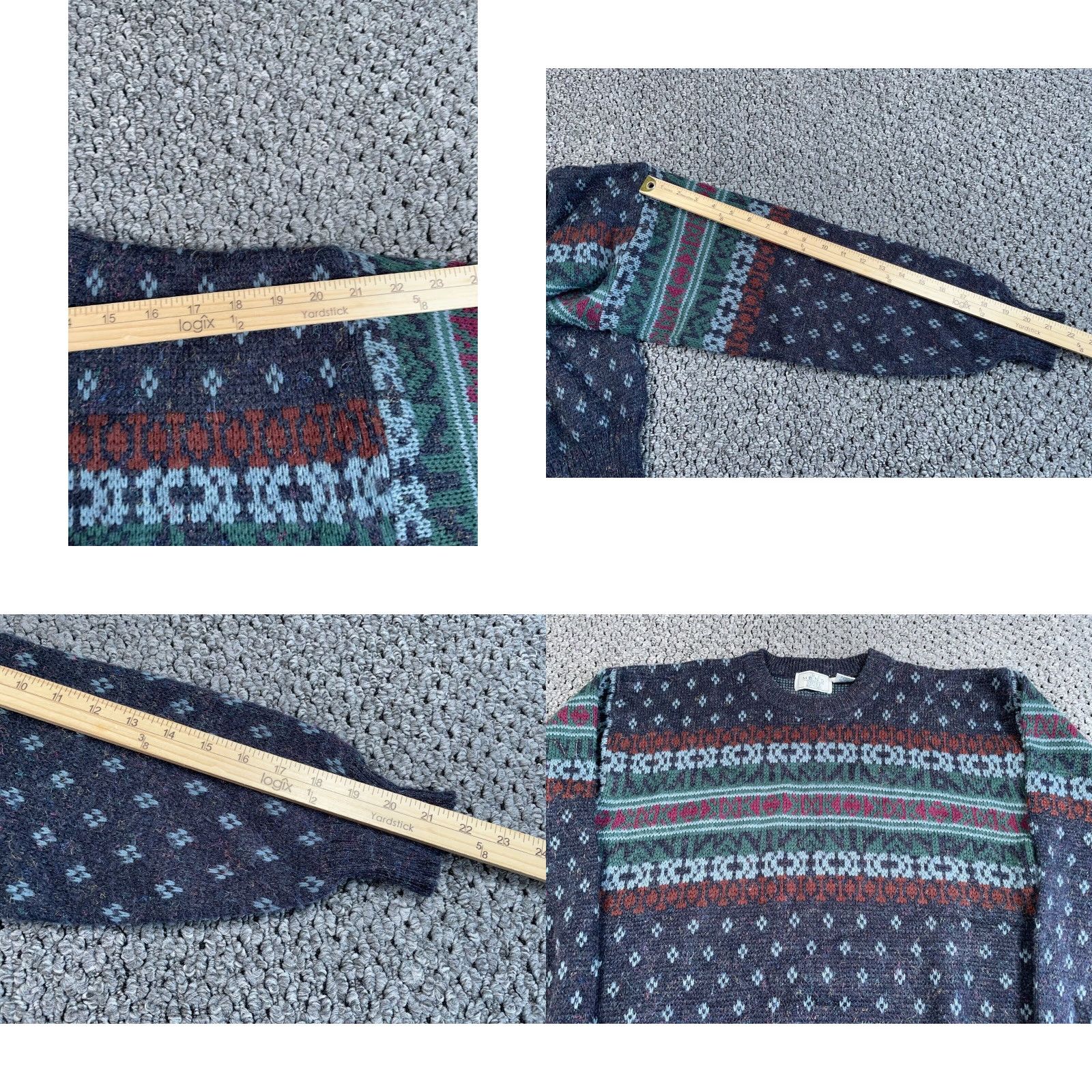 Sears VINTAGE 80s Sears Geometric Pattern Sweater Adult Medium Gray Chunky-Knit Ski Mens Size US M / EU 48-50 / 2 - 8 Thumbnail