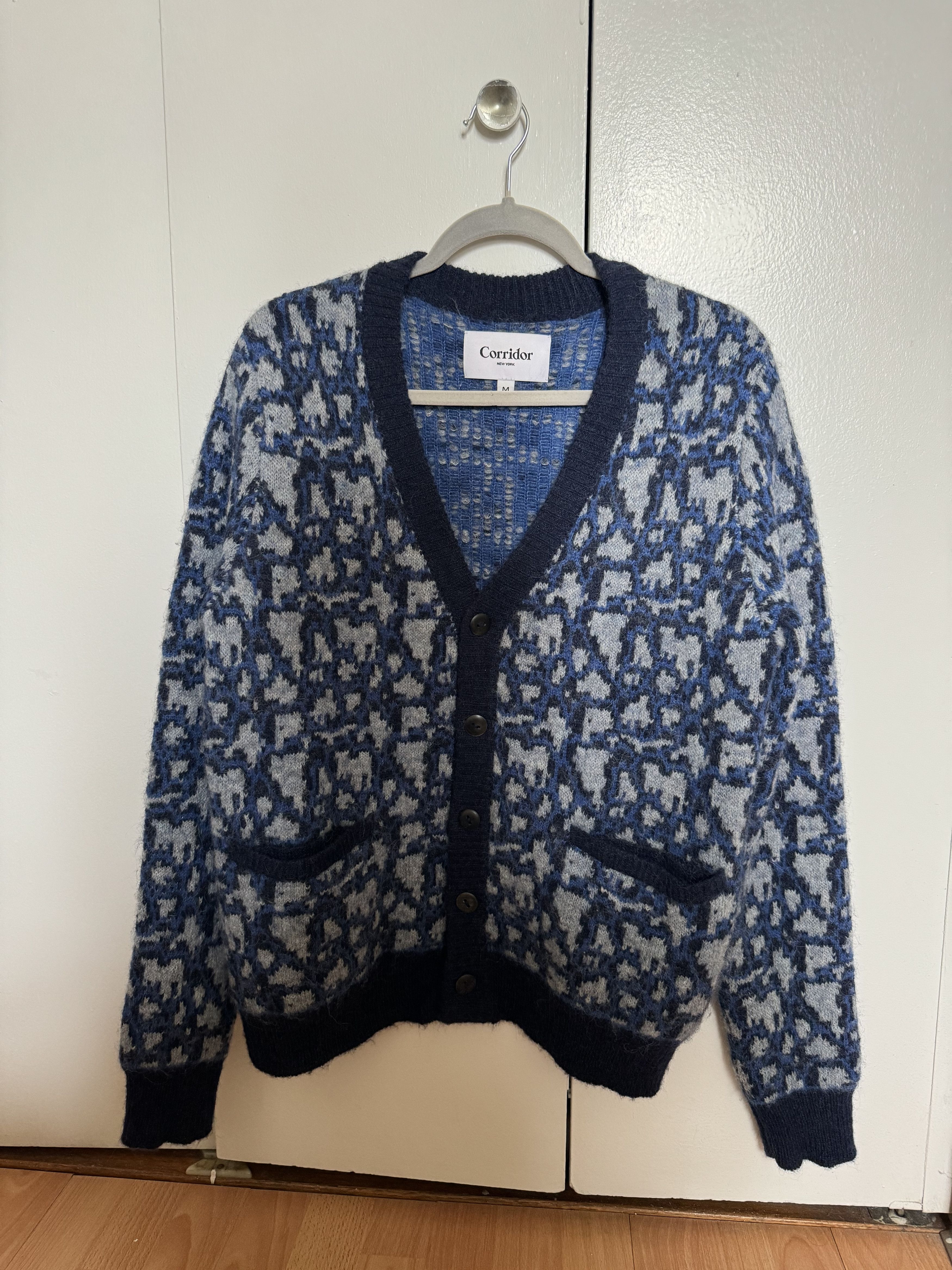 image of Corridor Tessellation Cardigan in Blue, Men's (Size Medium)