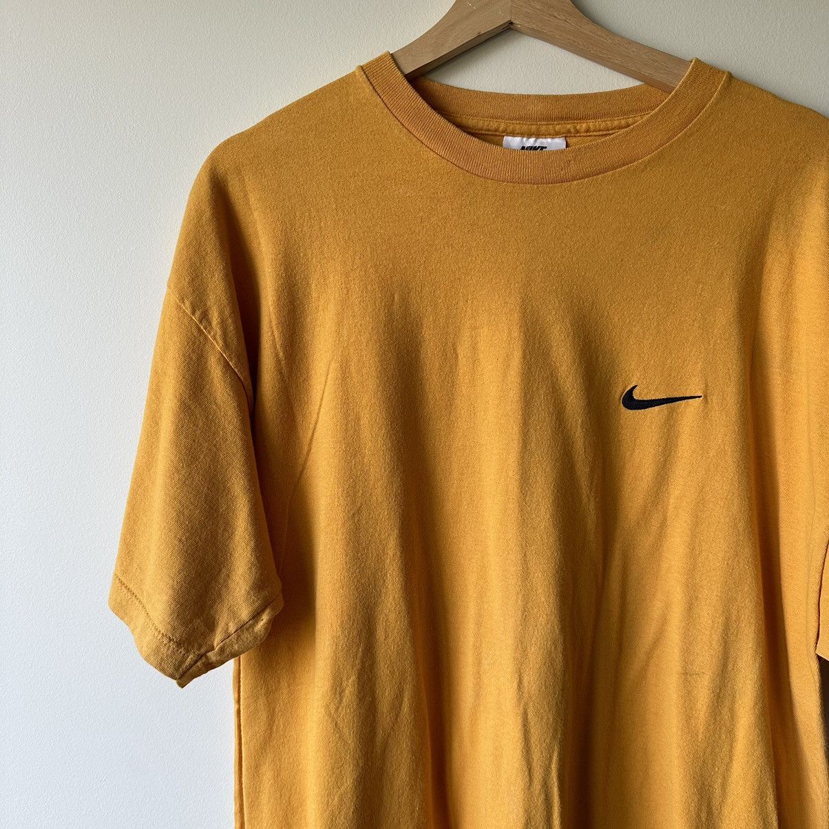 Nike × Vintage Vintage 90s Nike Embroidered Swoosh Logo Basic Yellow Shirt Size US L / EU 52-54 / 3 - 1 Thumbnail