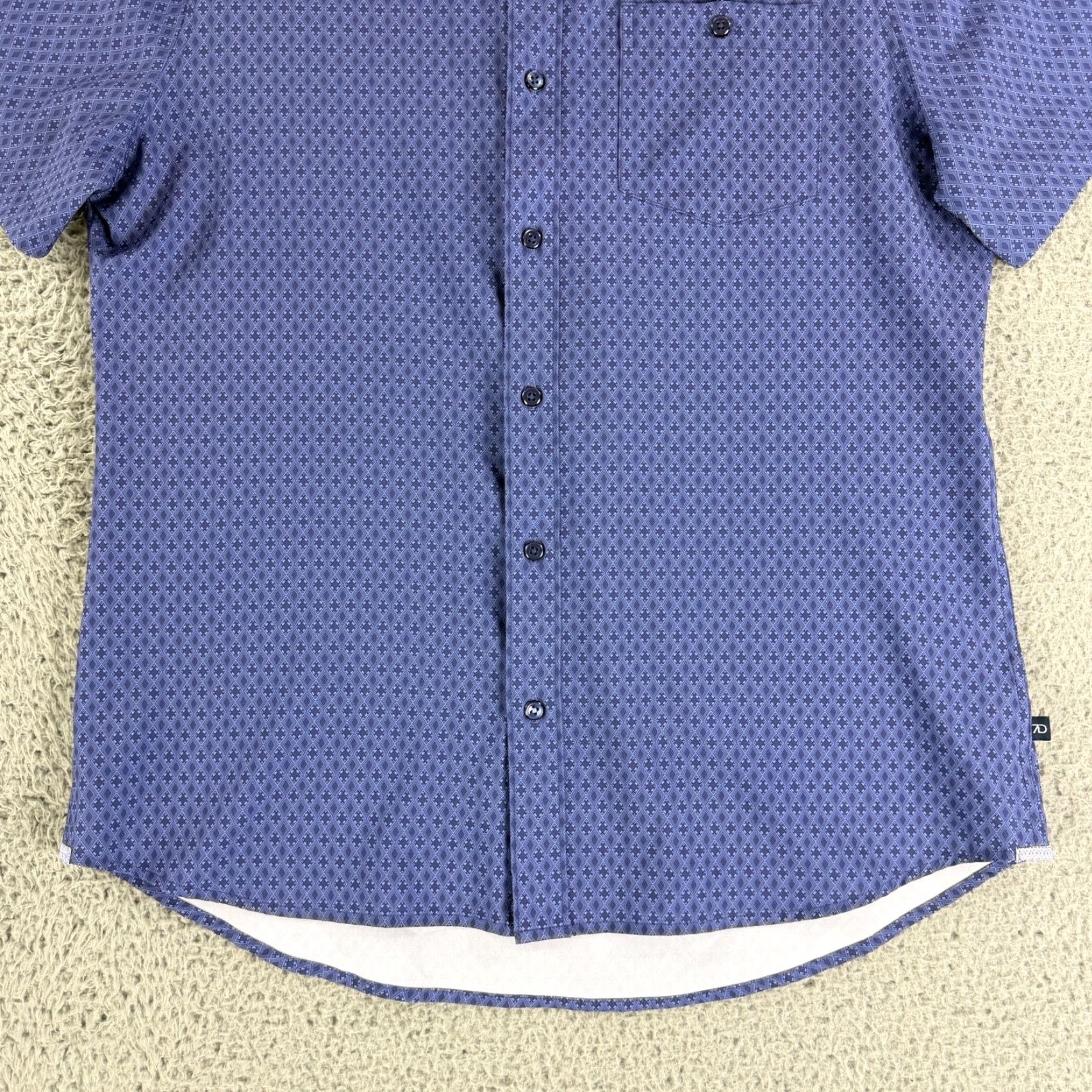 Vintage 7 Diamonds Button-Up Shirt Mens M Purple Geo Print Casual 4 Way Stretch Geometric Size US M / EU 48-50 / 2 - 4 Thumbnail