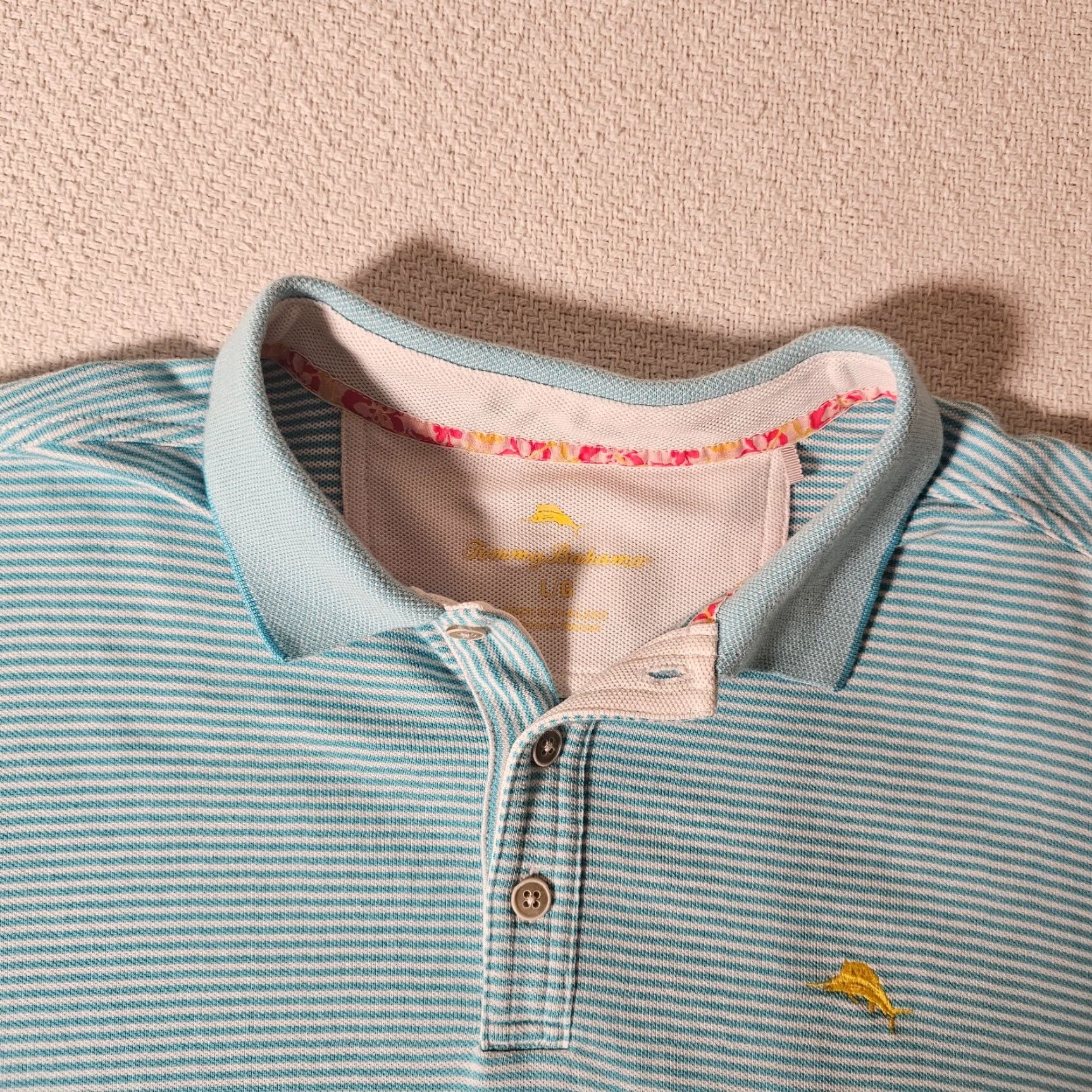 Tommy Bahama Tommy Bahama Polo Shirt Mens L Blue Striped Supima Cotton Polyester Knit Casual Short Sleeve Golf Walking Classic Size US L / EU 52-54 / 3 - 2 Thumbnail