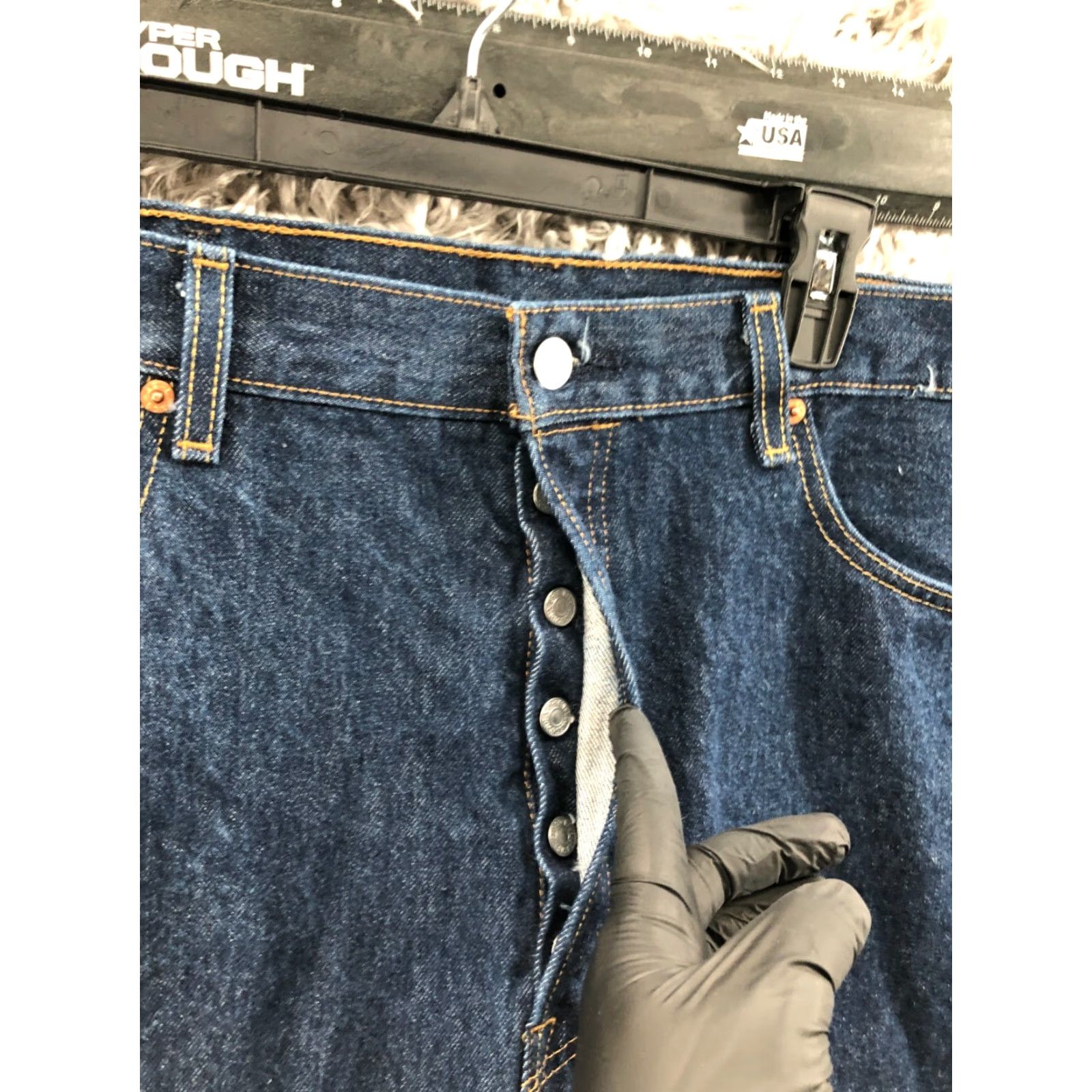 Old Navy VINTAGE Old Navy 501 Straight Jeans 40x32 Mens Mid Rise Dark Wash Blue Button Fly Size US 40 / EU 56 - 5 Thumbnail