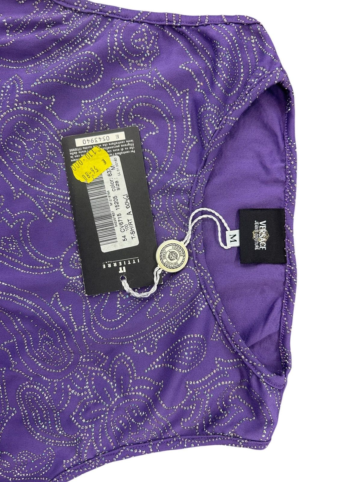 Versace NWT Vintage Versace Jeans Couture Paisley Sparkle Top Purple Size M / US 6-8 / IT 42-44 - 5 Thumbnail