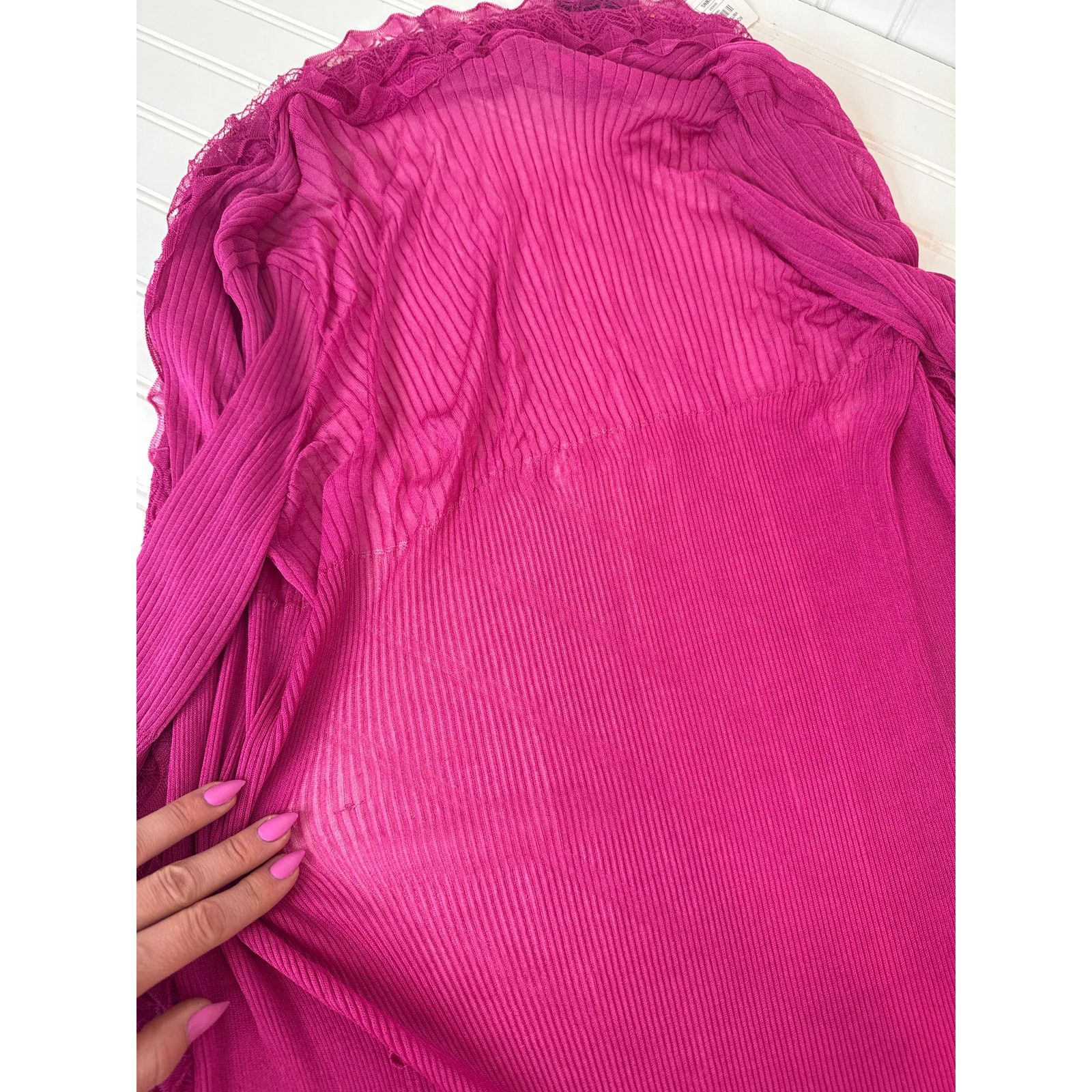Roberto Cavalli Roberto Cavalli Knitwear Fuchsia Ribbed Open Cardigan L Size L / US 10 / IT 46 - 7 Thumbnail