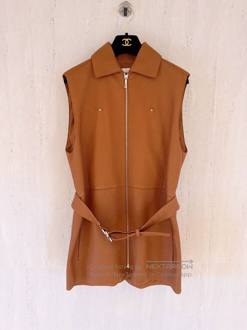 Other Hermes Gold Brown Leather Two-Piece Set Deer Skin Jacket D Size XXS / US 00 / IT 34 - 4 Thumbnail
