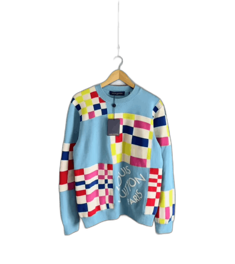 Louis Vuitton Louis Vuitton Blue Knit Sweater with Patterns-yf Size US M / EU 48-50 / 2 - 1 Thumbnail