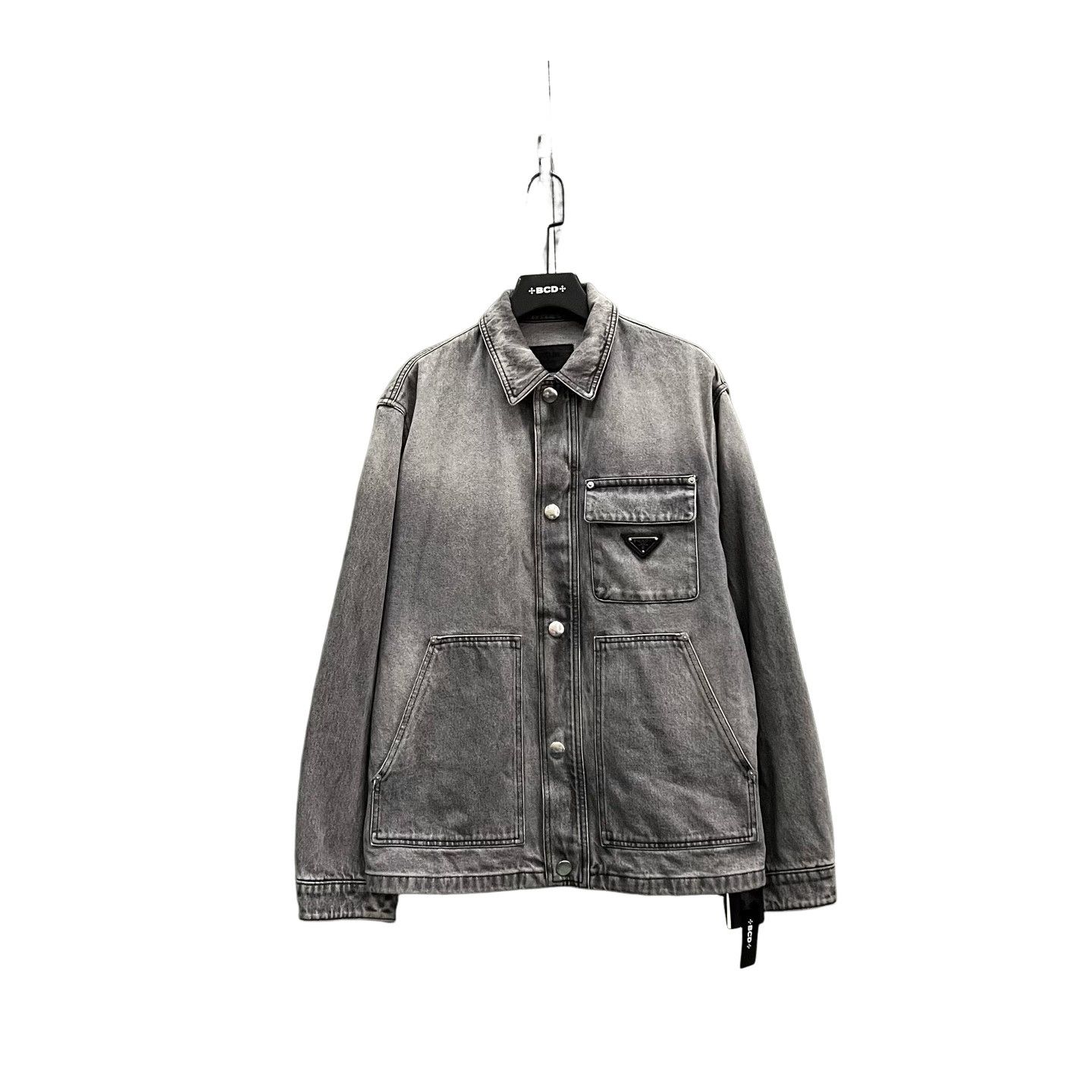 Prada Prada Washed Denim Triangle Logo Shirt Size M Size US M / EU 48-50 / 2 - 1 Thumbnail