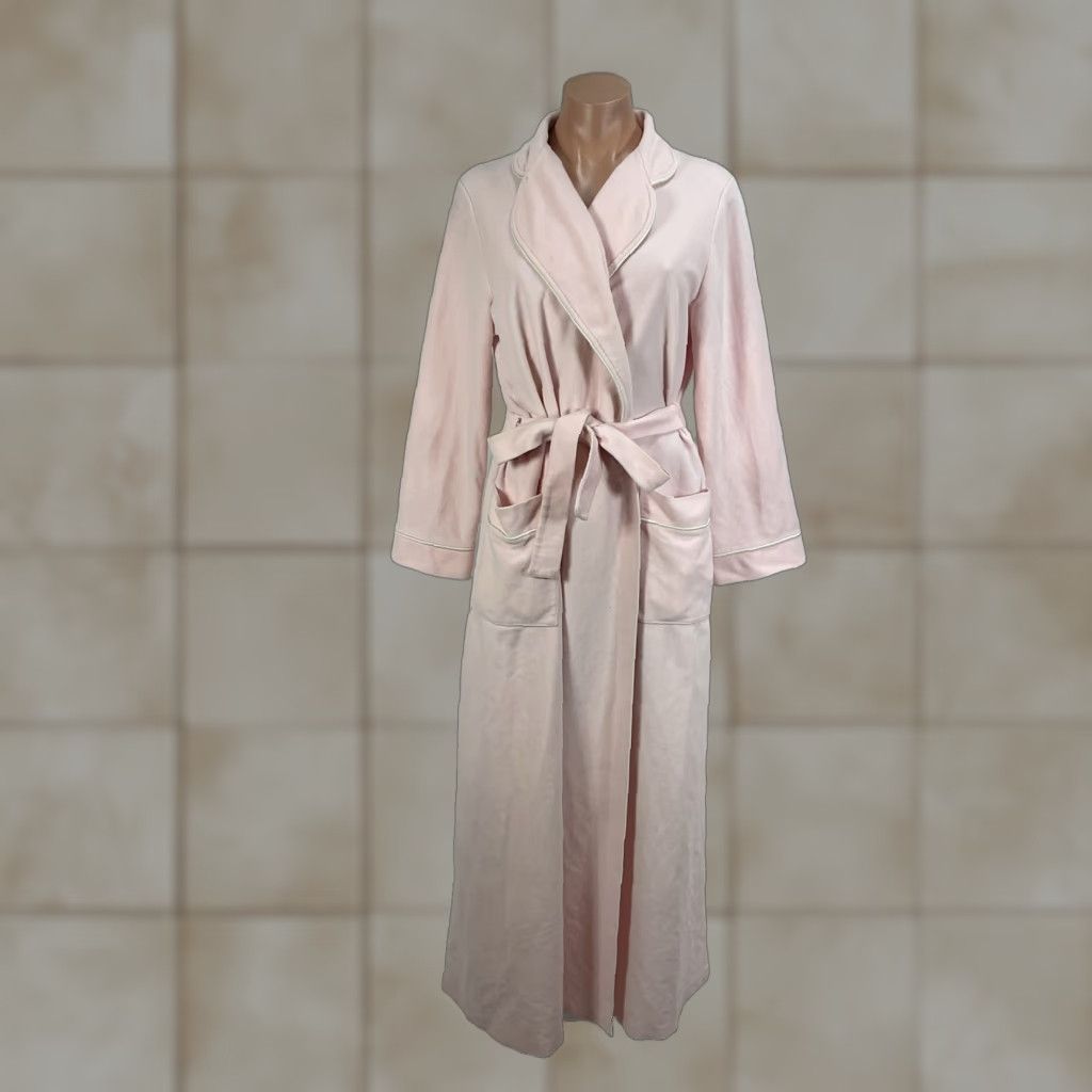 VINTAGE Vanity Fair Women's Pink Maxi-Length Robe 1970s Tie Waist M