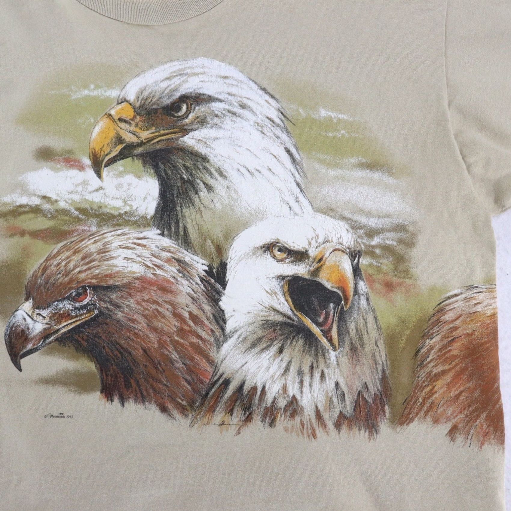 Elwood Vintage Hazelwood Eagles All Over Print Single Stitch Shirt XL Men's Beige 90s Flagship Mens Size US XL / EU 56 / 4 - 7 Thumbnail