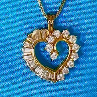 BV# Vermeil 925 Gold & Cz Heart 18” Necklace & Earrings