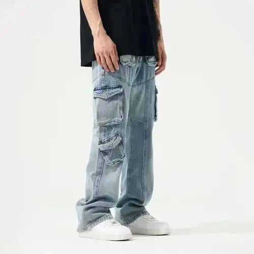 Jean Opium Cargo Baggy Flared Denim Jeans Size US 32 / EU 48 - 4 Thumbnail