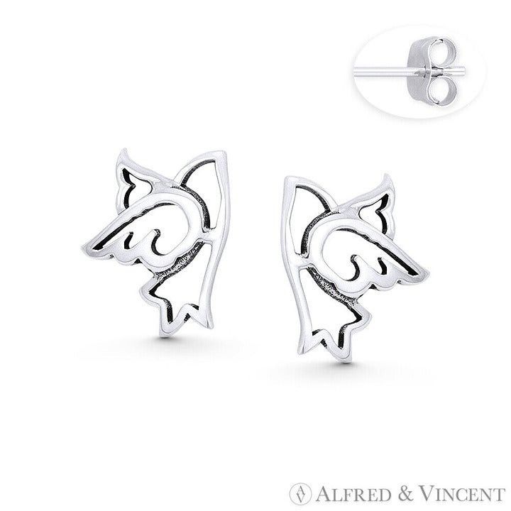 Other Flying Dove Bird Charm Stud Earrings in .925 Sterling Silver Size ONE SIZE - 1 Preview