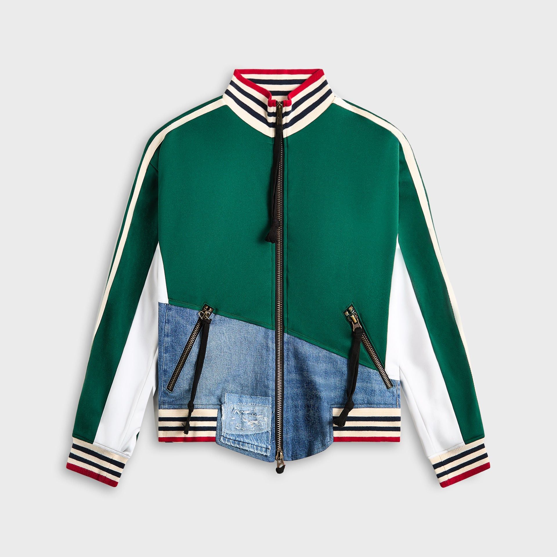 $1875 Greg Lauren Green/Denim Track Jacket
