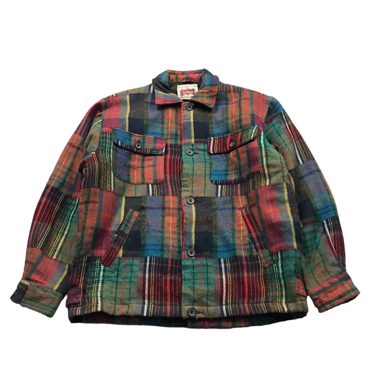 Designer × Flannel × Japanese Brand FLANNEL TASSFINDER DESIGN PATCHWORK BUTTON FLEECE JACKET Size US L / EU 52-54 / 3 - 1 Thumbnail