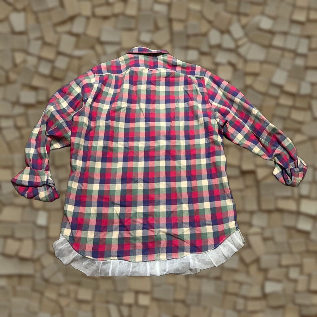 J.Crew J.CREW Shirt Women's M Multi Color Plaid Button Up Ruffled Sheer Hem Size M / US 6-8 / IT 42-44 - 1 Thumbnail