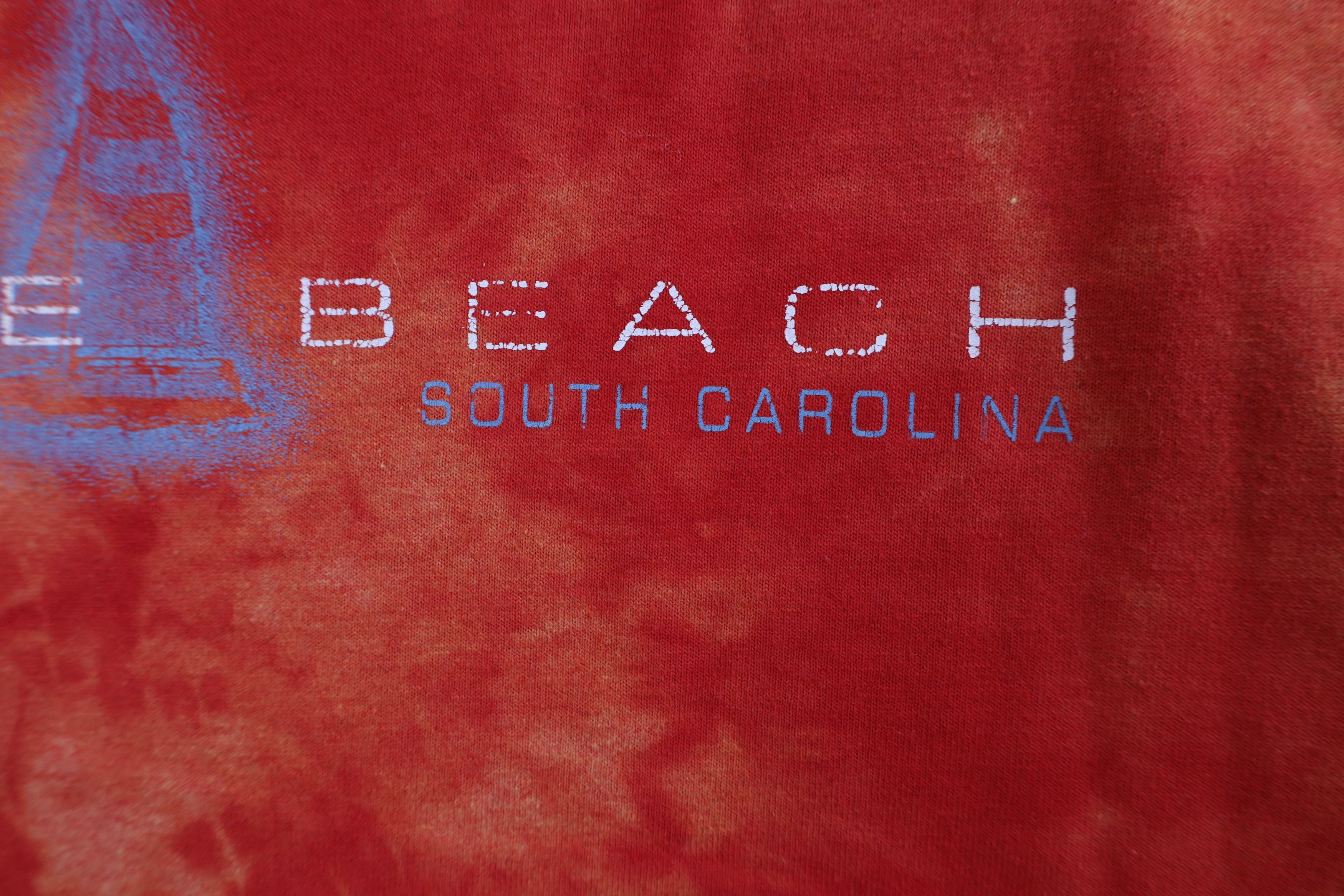 Vintage Vintage 90s Streetwear Beach Sailing Acid Wash T-Shirt Red Size US L / EU 52-54 / 3 - 5 Thumbnail