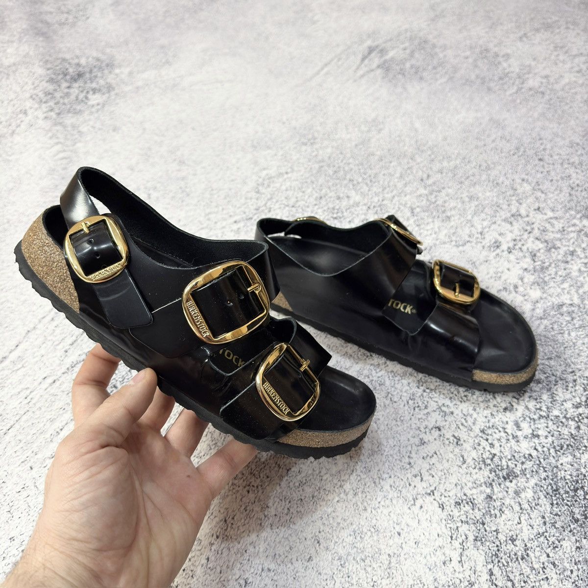 Birkenstock × Designer Birkenstock Milano Black/Gold Leather Sandals 39size 25cm Size US 8.5 / IT 38.5 - 3 Thumbnail