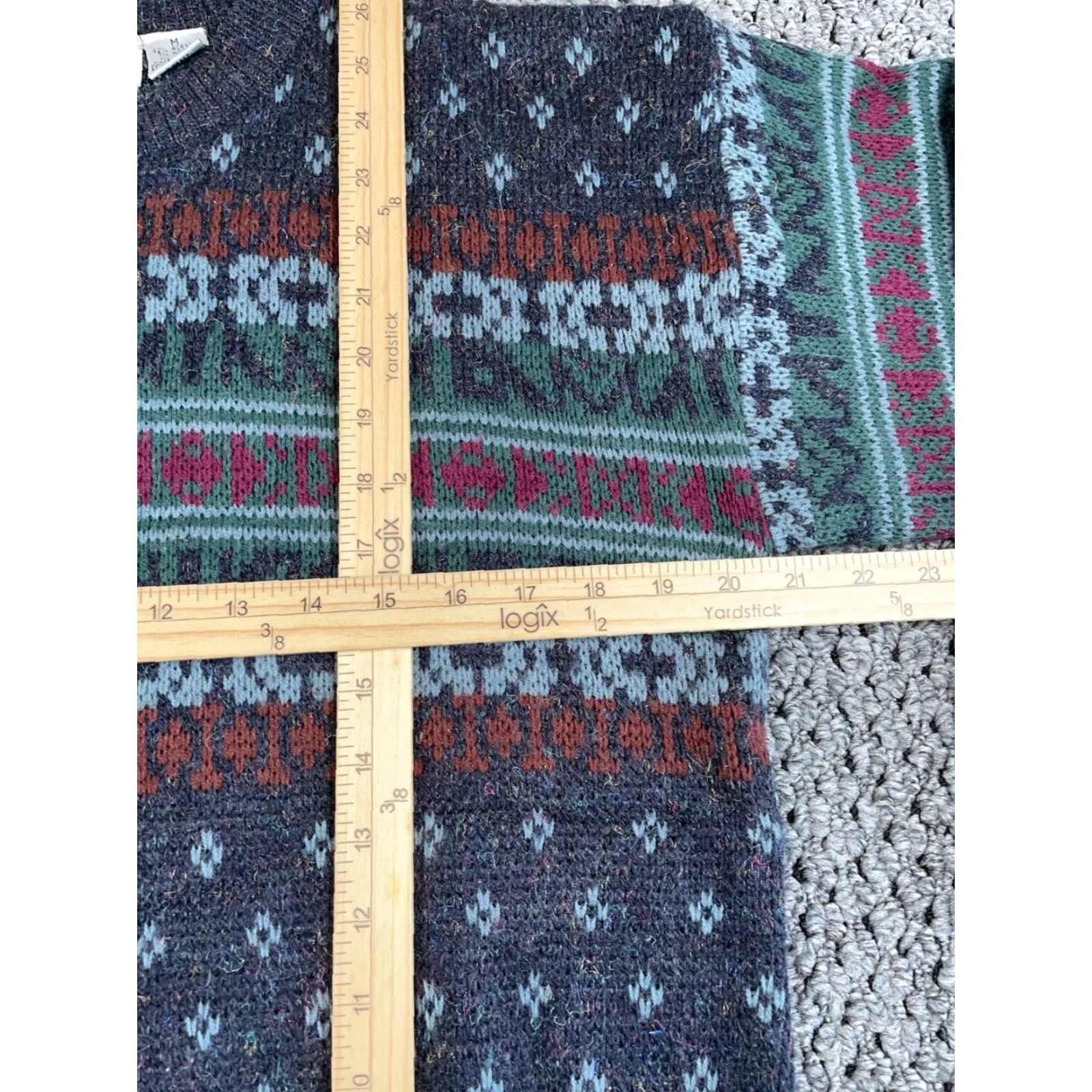 Sears VINTAGE 80s Sears Geometric Pattern Sweater Adult Medium Gray Chunky-Knit Ski Mens Size US M / EU 48-50 / 2 - 5 Thumbnail