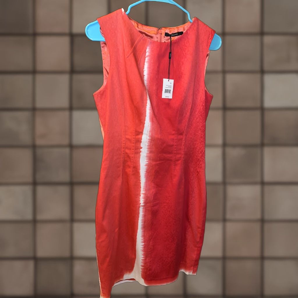 Tahari Ladies Kristen Dress Sleeveless Tank Dress Size 10 Ombr  Teaberry/Peach Fall Women