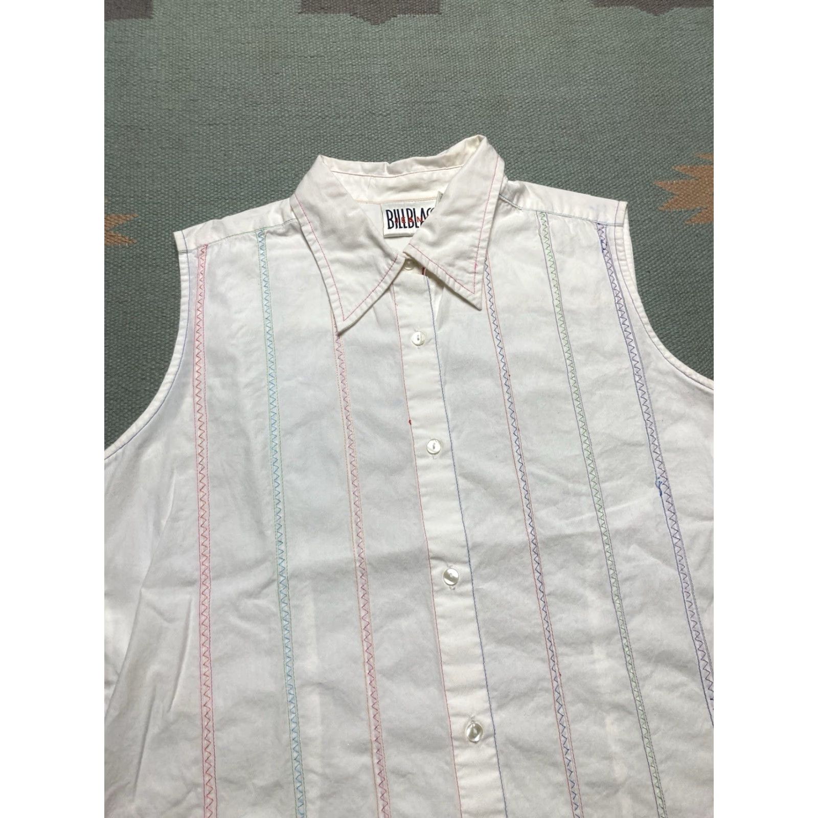 Bill Blass VINTAGE Bill Blass Vest Shirt Sleeveless Rainbow Stitch Women’s Large L Size L / US 10 / IT 46 - 3 Thumbnail