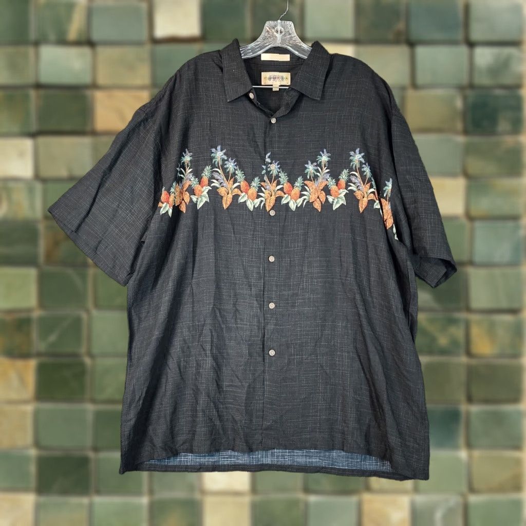 Vintage VINTAGE Campia Moda Mens Shirt Black Hawaiian 100% Rayon Short Sleeve Button-Up XL Mens Size US 36 / EU 52 - 1 Thumbnail