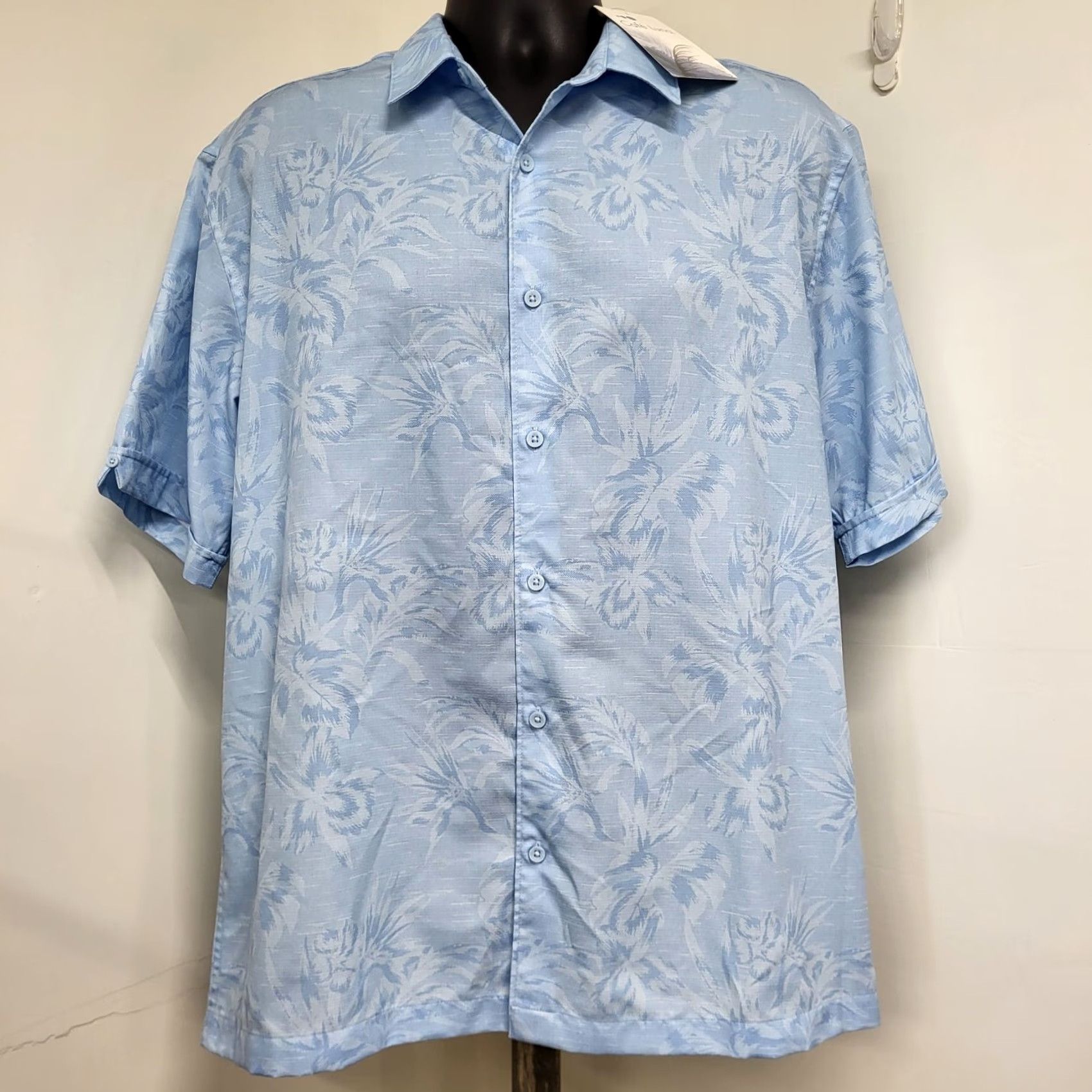 Vintage Cafe Luna Hawaiian Shirt Mens L Button-Up Short Sleeve Blue Palm Trees Size US L / EU 52-54 / 3 - 2 Thumbnail
