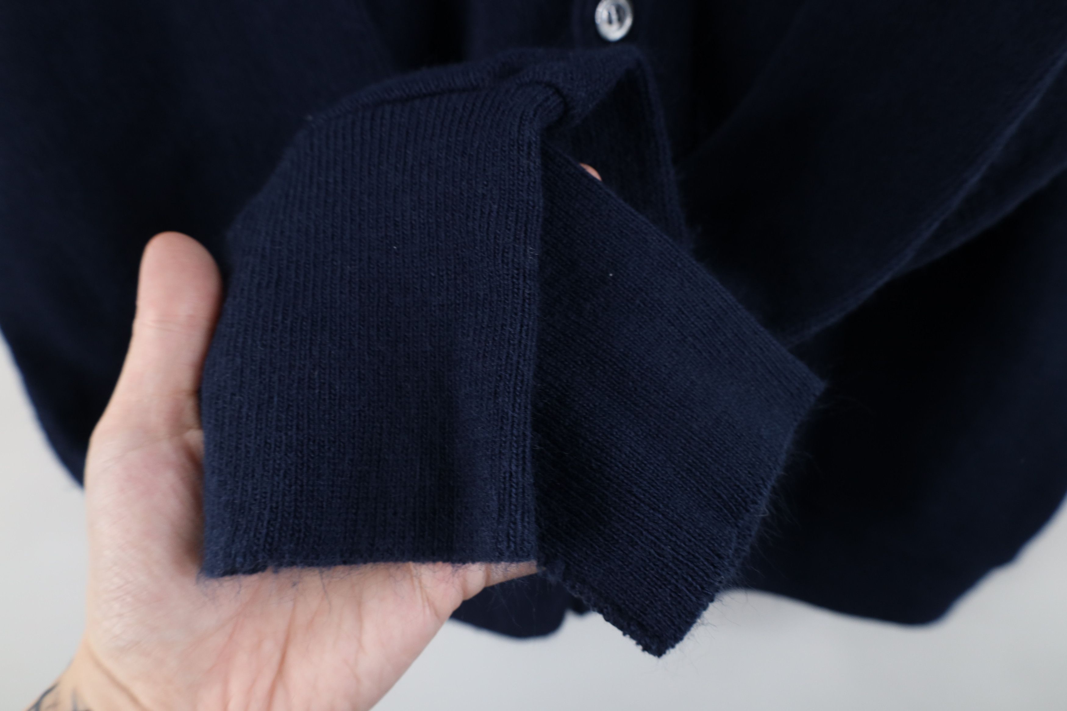 Izod × Vintage Vintage 90s Izod Spell Knit Cardigan Sweater Navy Blue USA Size US L / EU 52-54 / 3 - 6 Thumbnail
