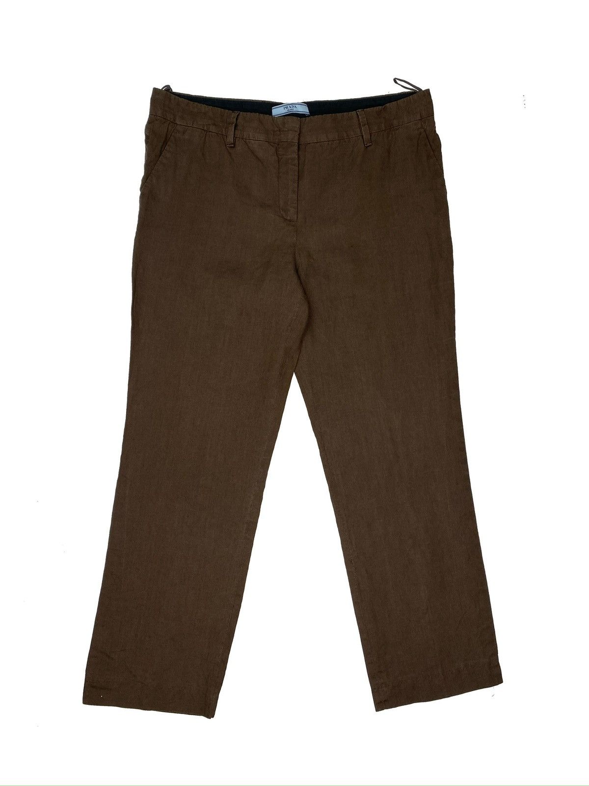 Prada PRADA WOMEN CROPPED PANTS BROWN LINEN FLAT FRONT IT 46 XL Size 32" / US 10 / IT 46 - 9 Thumbnail