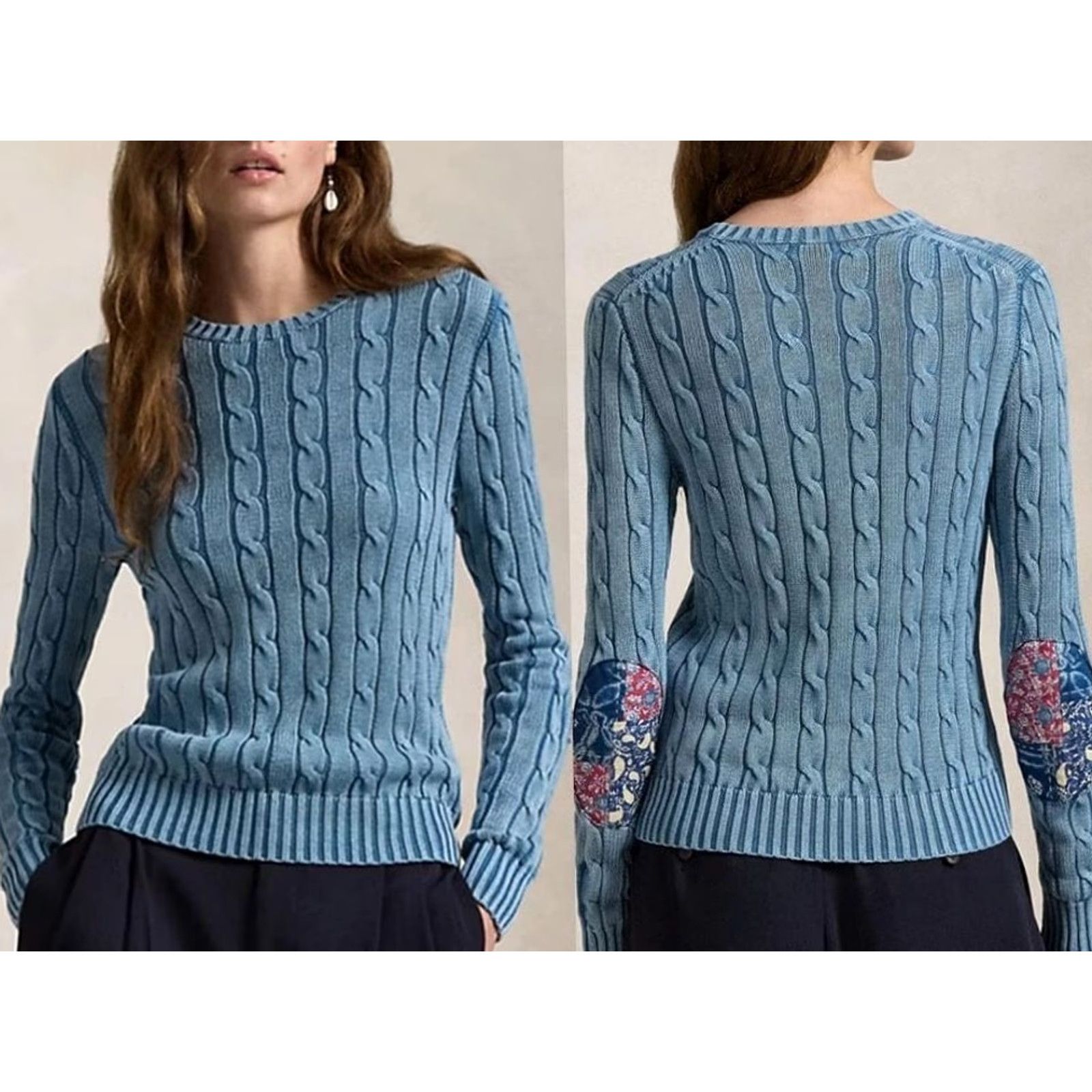 Polo Ralph Lauren VINTAGE Polo Ralph Lauren Indigo Patchwork Elbow Knit Sweater XL Women Blue Polo Ralph Lauren Indigo Patchwork Elbow Knit Sweater Vintage Size XL / US 12-14 / IT 48-50 - 2 Thumbnail
