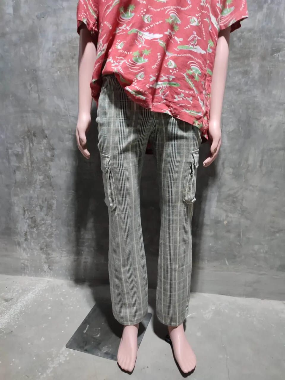 Other Unknown Japanese Checker Cargo Flared Pants Size US 28 / EU 44 - 4 Thumbnail