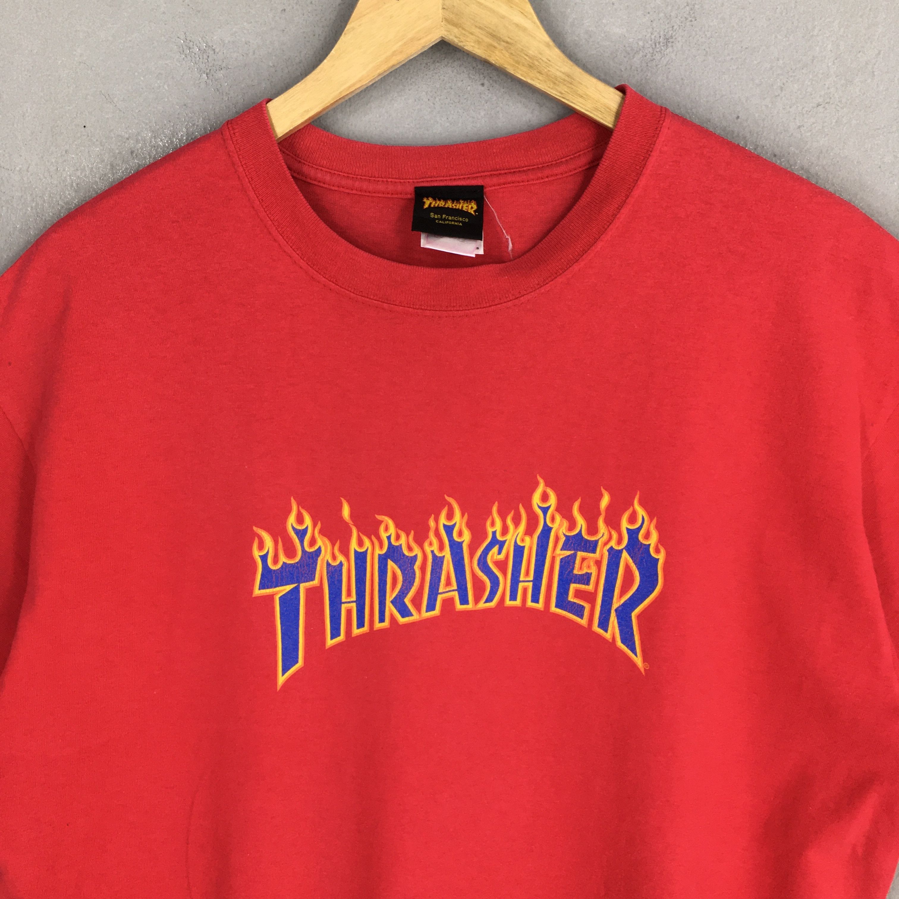 Thrasher × Vintage Vintage 90's Thrasher Magazine Fire Flame Red T shirt Large Size US L / EU 52-54 / 3 - 2 Thumbnail